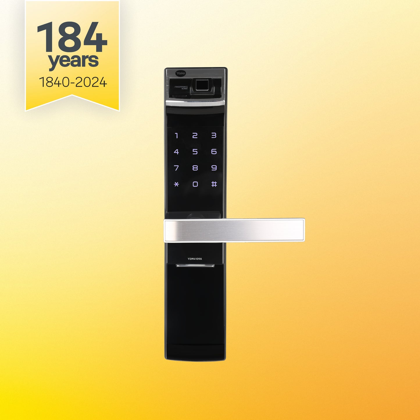 YDM 4109- A Series, Biometric Smart Lock, Black