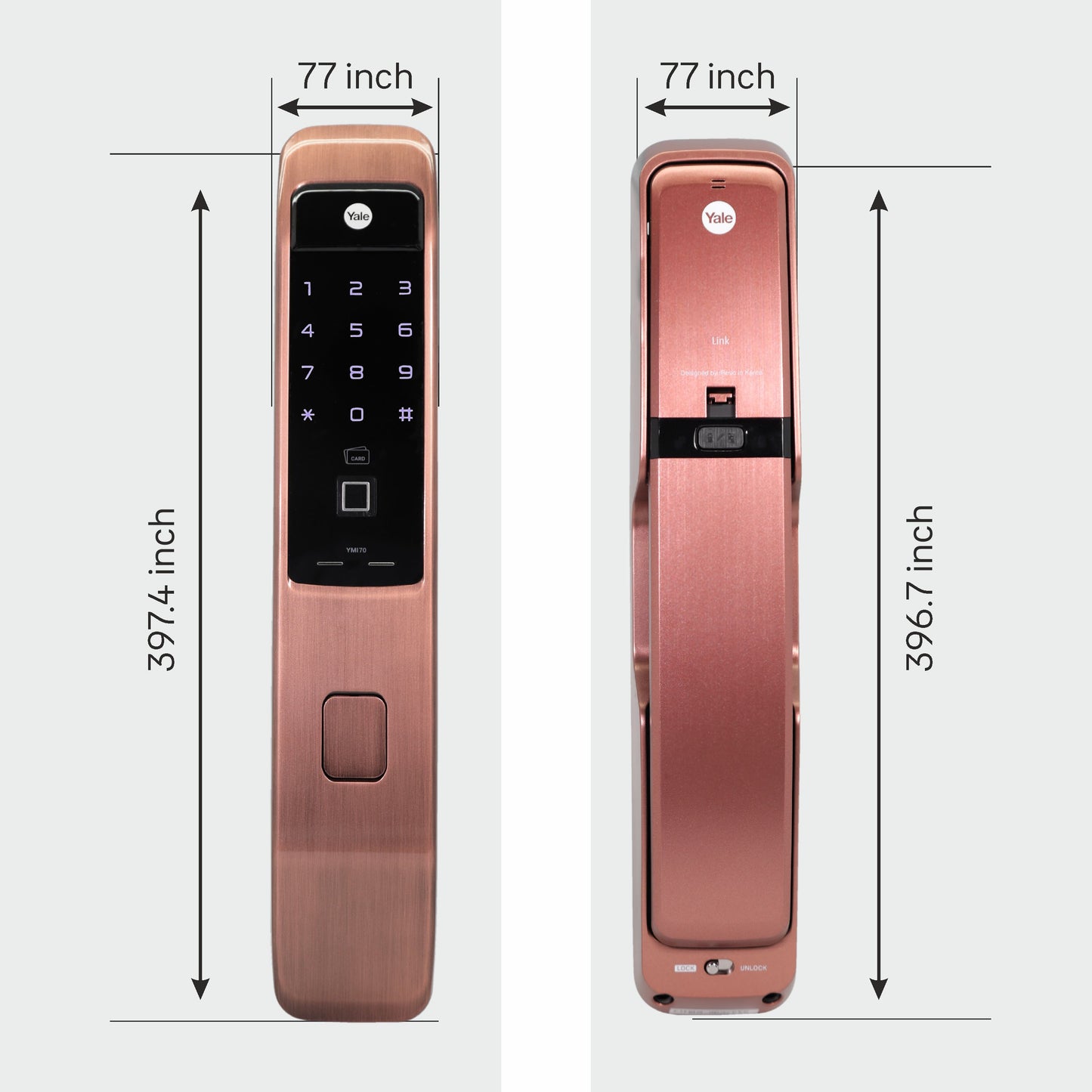 Yale YMI 70 Red Bronze Smart Door lock with push pull mechanism