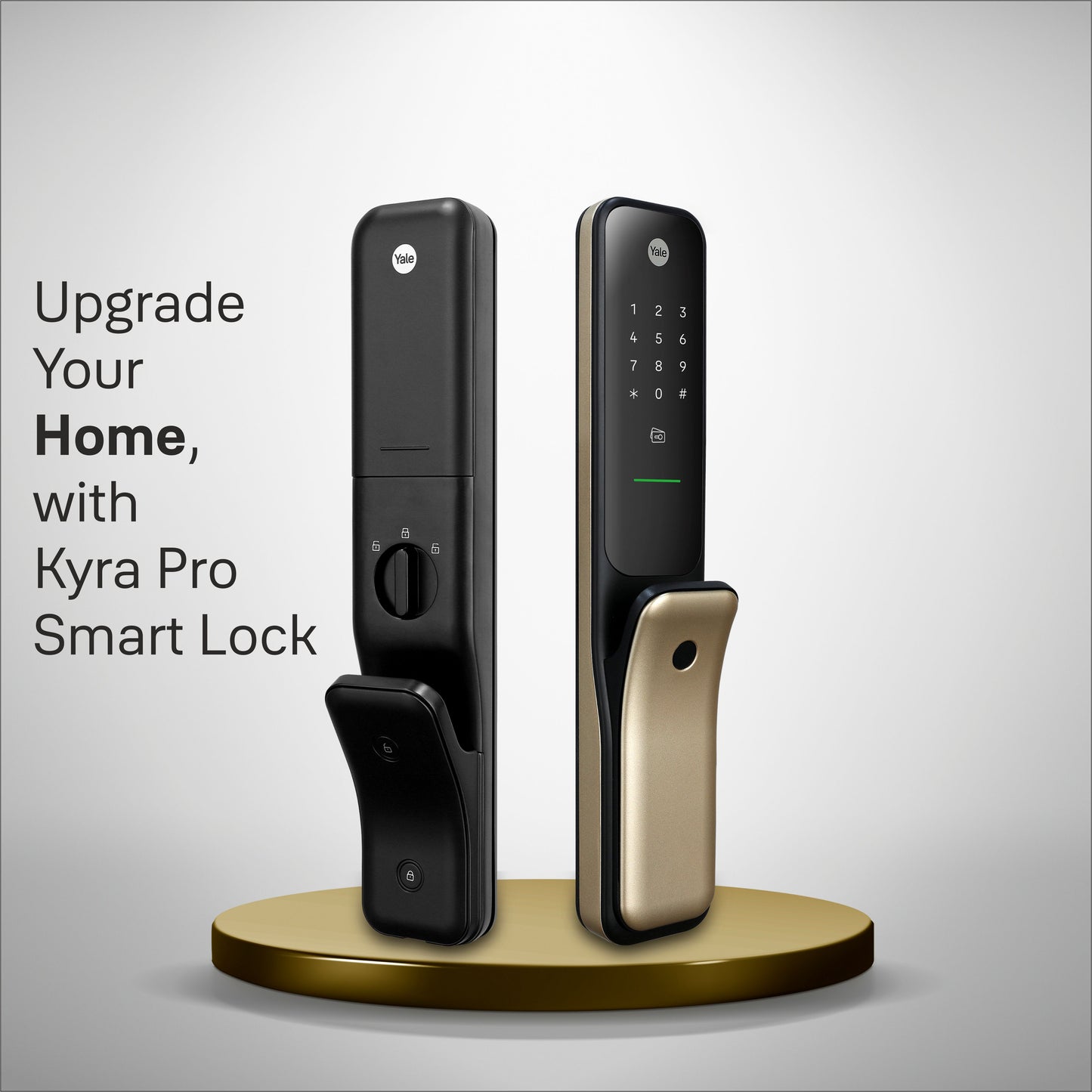 Yale Kyra Pro, Push Pull Smart Lock, with fingerprint, PIN, RFID, Manual Key, Gold