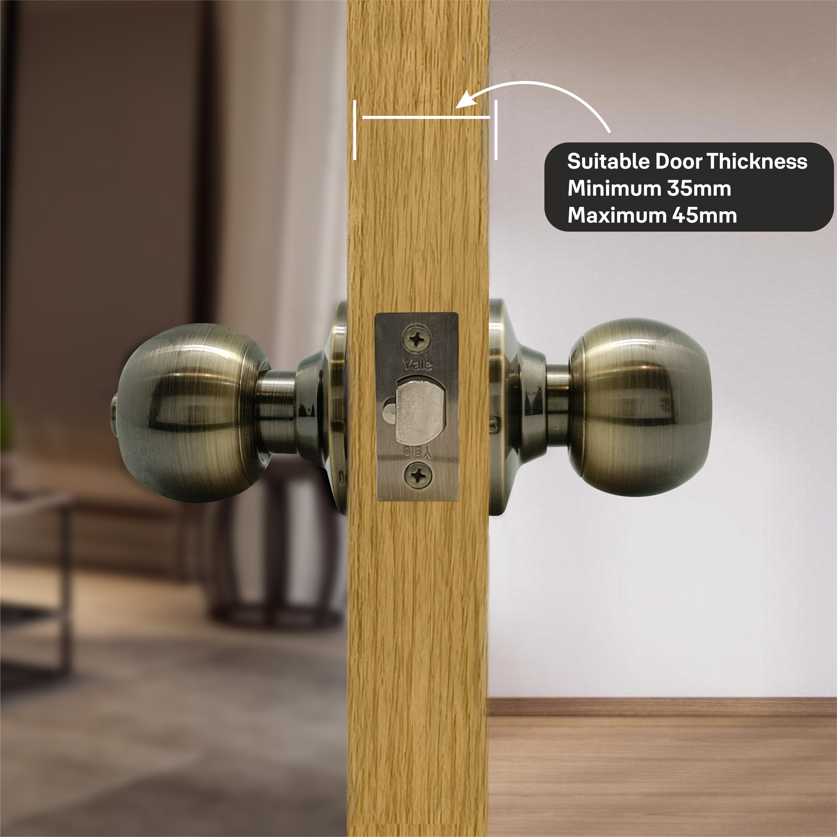 CA5127 Knobset 60/70mm B/S Entrance, Antique Brass – Yale India