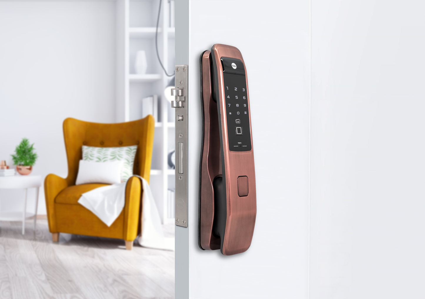 Yale YMI 70 Red Bronze Smart Door lock with push pull mechanism