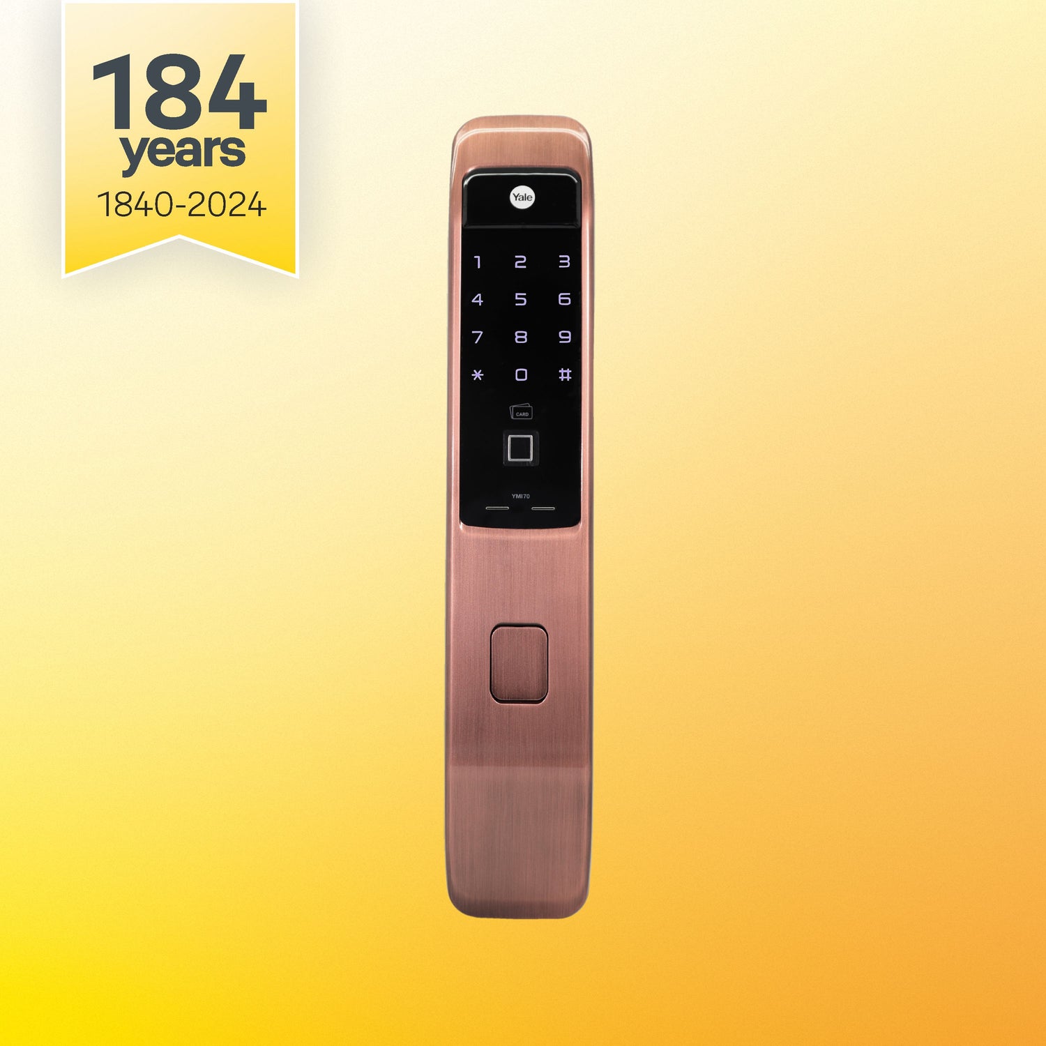 Yale YMI 70 Red Bronze Smart Door lock with push pull mechanism