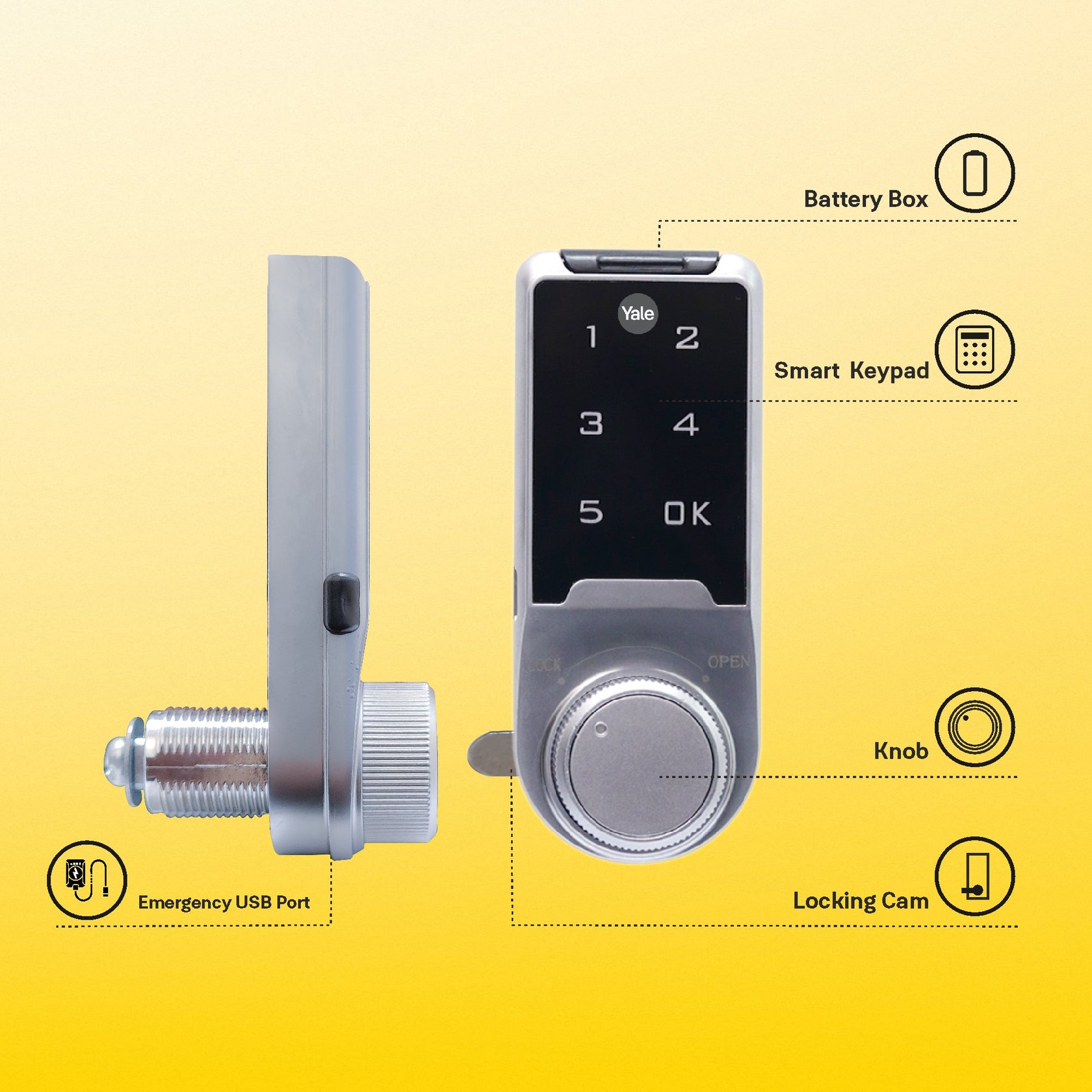 Mesh Pin Digital Wardrobe Lock for Wardrobes and Cabinets – Yale India