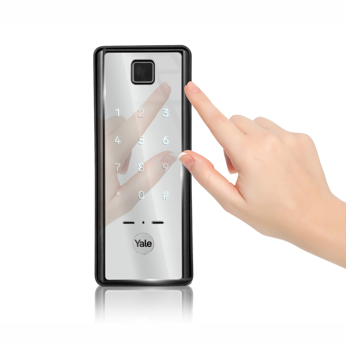 Yale Reflecta Digital Lock, Mirror finish with PIN and Fingerprint access