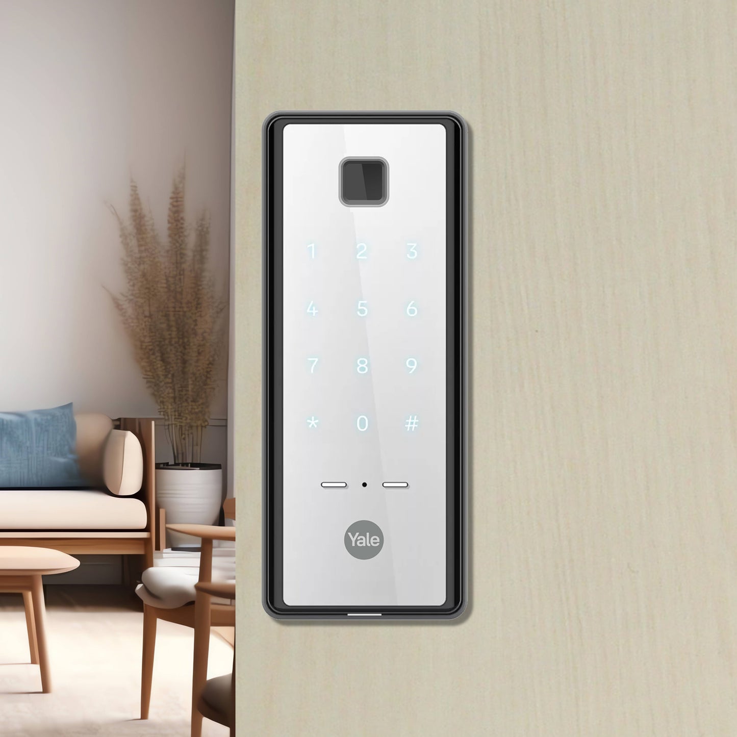 Yale Reflecta Digital Lock, Mirror finish with PIN and Fingerprint access