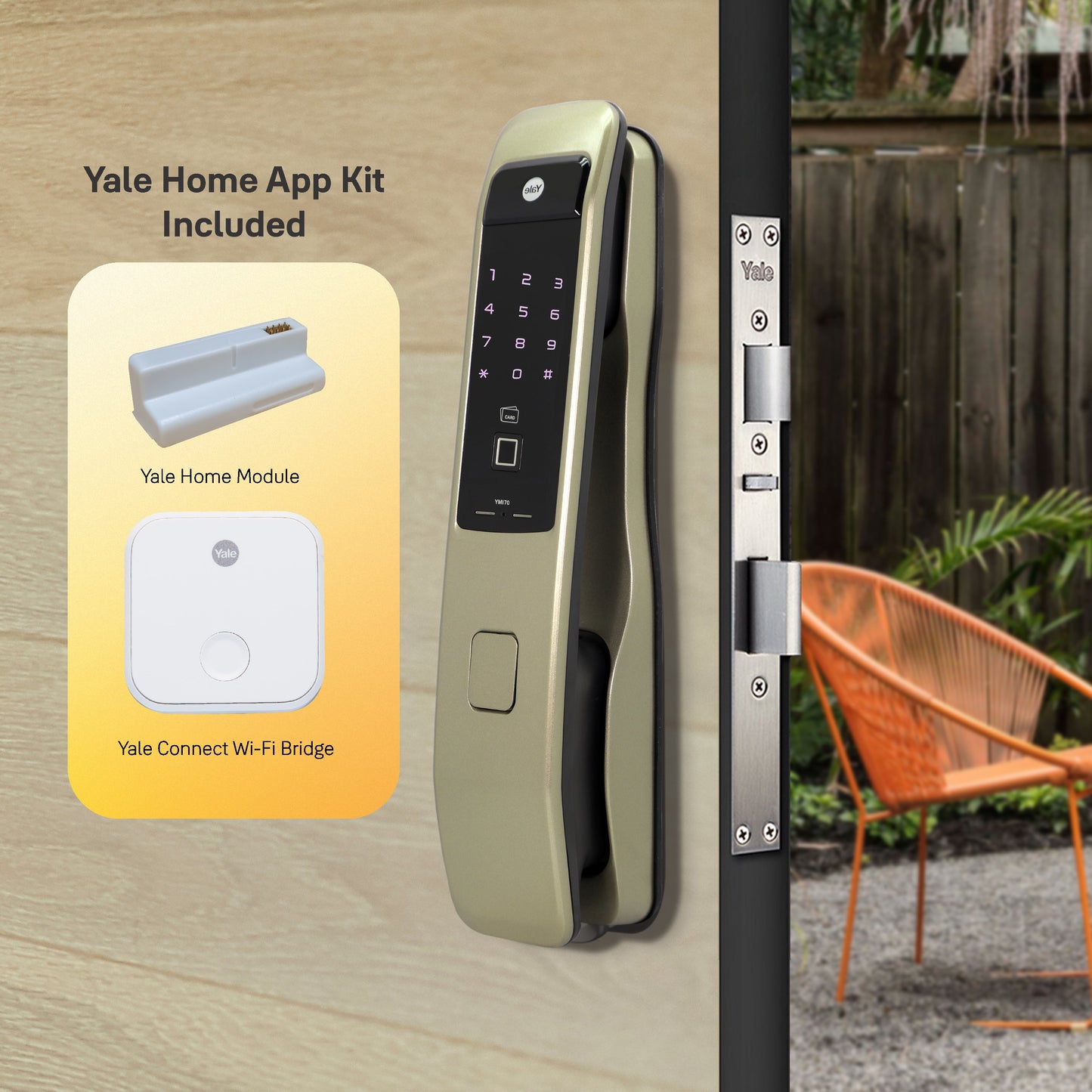 YMI 70 CG - A Series Push Pull Smart Lock, Red Gold (Bluetooth Module and Wifi Bridge Included)