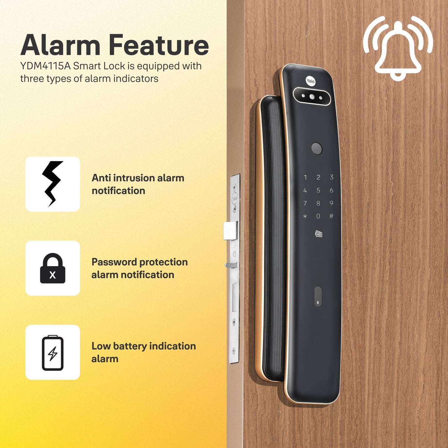 Yale Luna Pro+ Smart Lock with Face scan technology, Fingerprint, PIN, RFID and Manual Key (Bluetooth Module and Wifi Bridge Included)