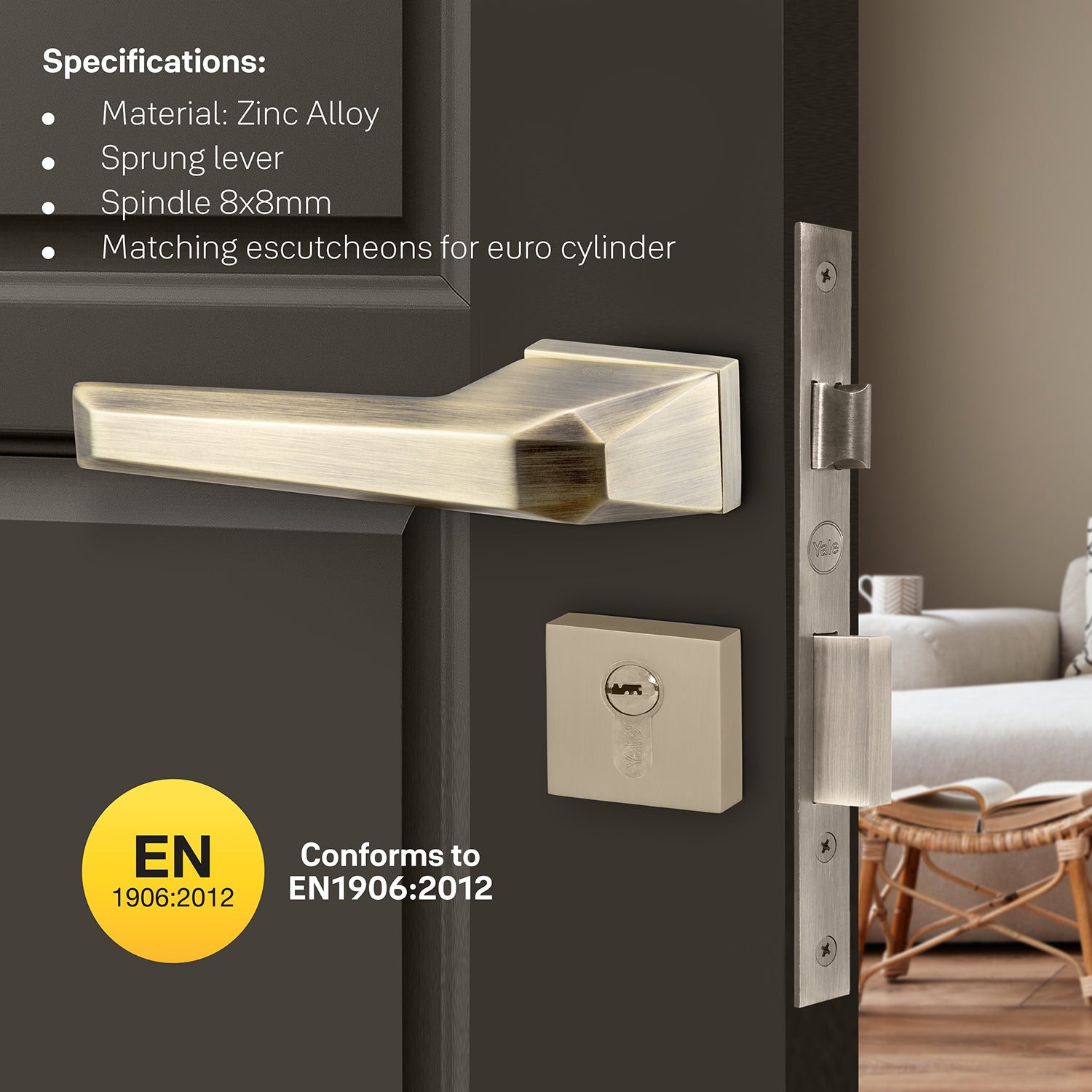 YMEL Lever handle and Mortise lock set