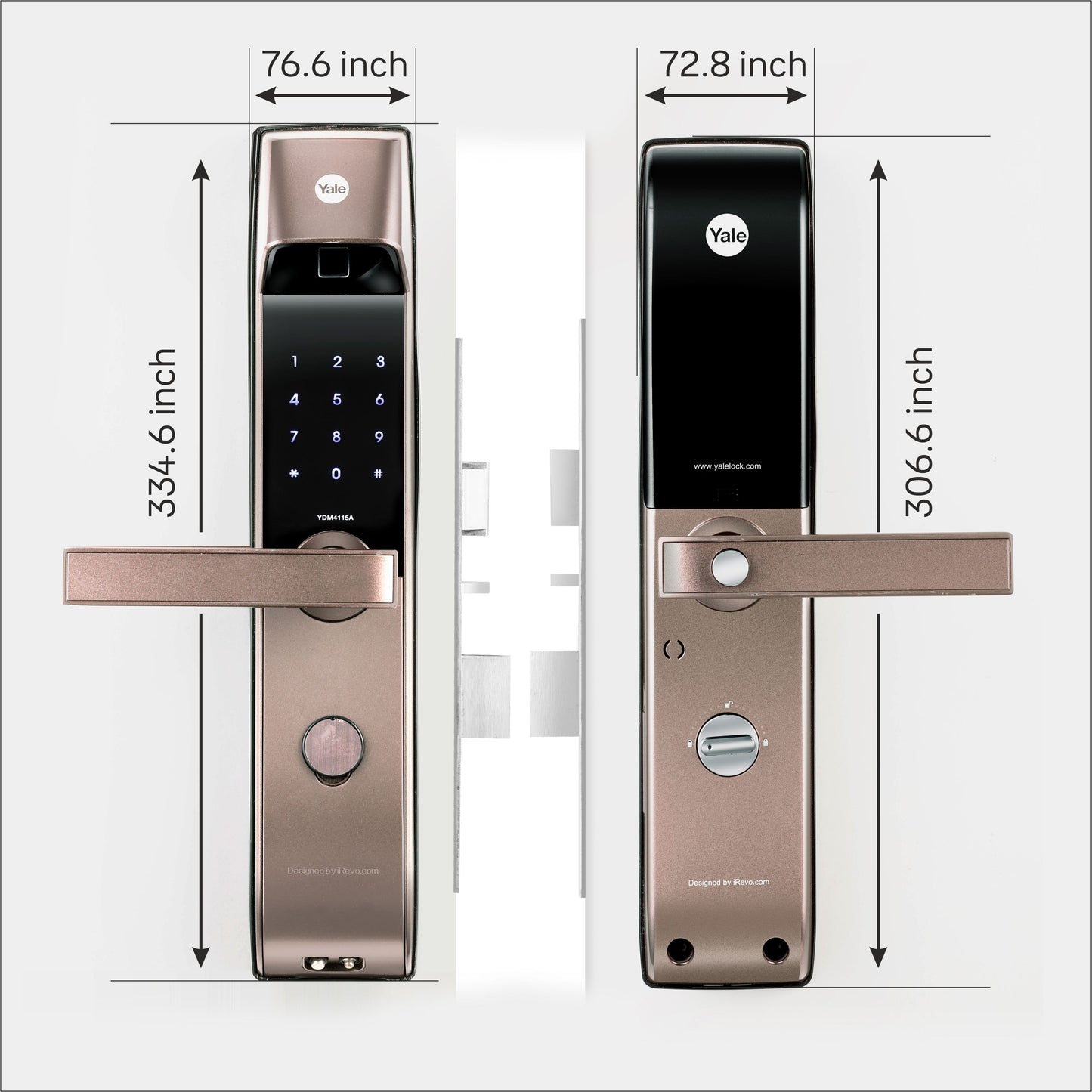 YDM 4115 -A Series, Biometric Smart Lock, Brown with Fingerprint, PIN, manual key and Yale Home App