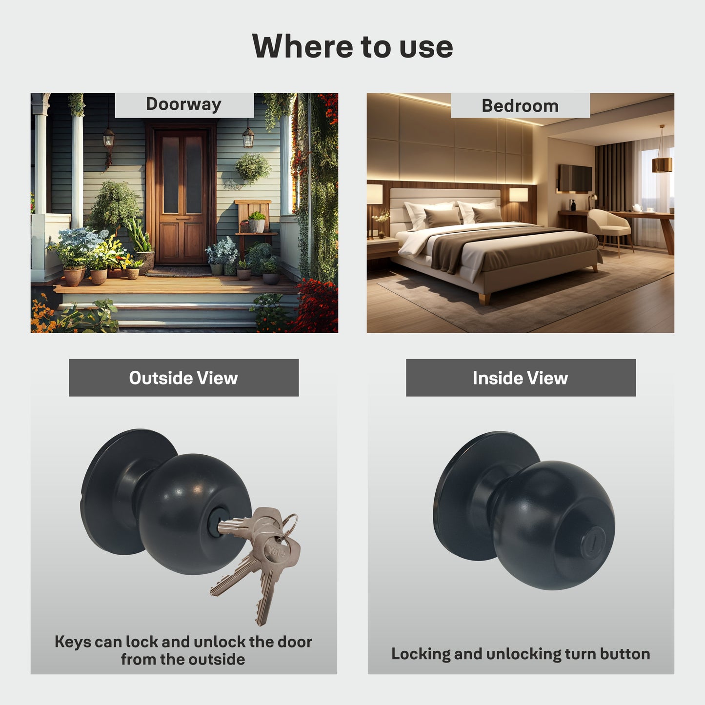 CA5127 US 19 Knobset- 60/70mm B/S, Bathroom (Black)