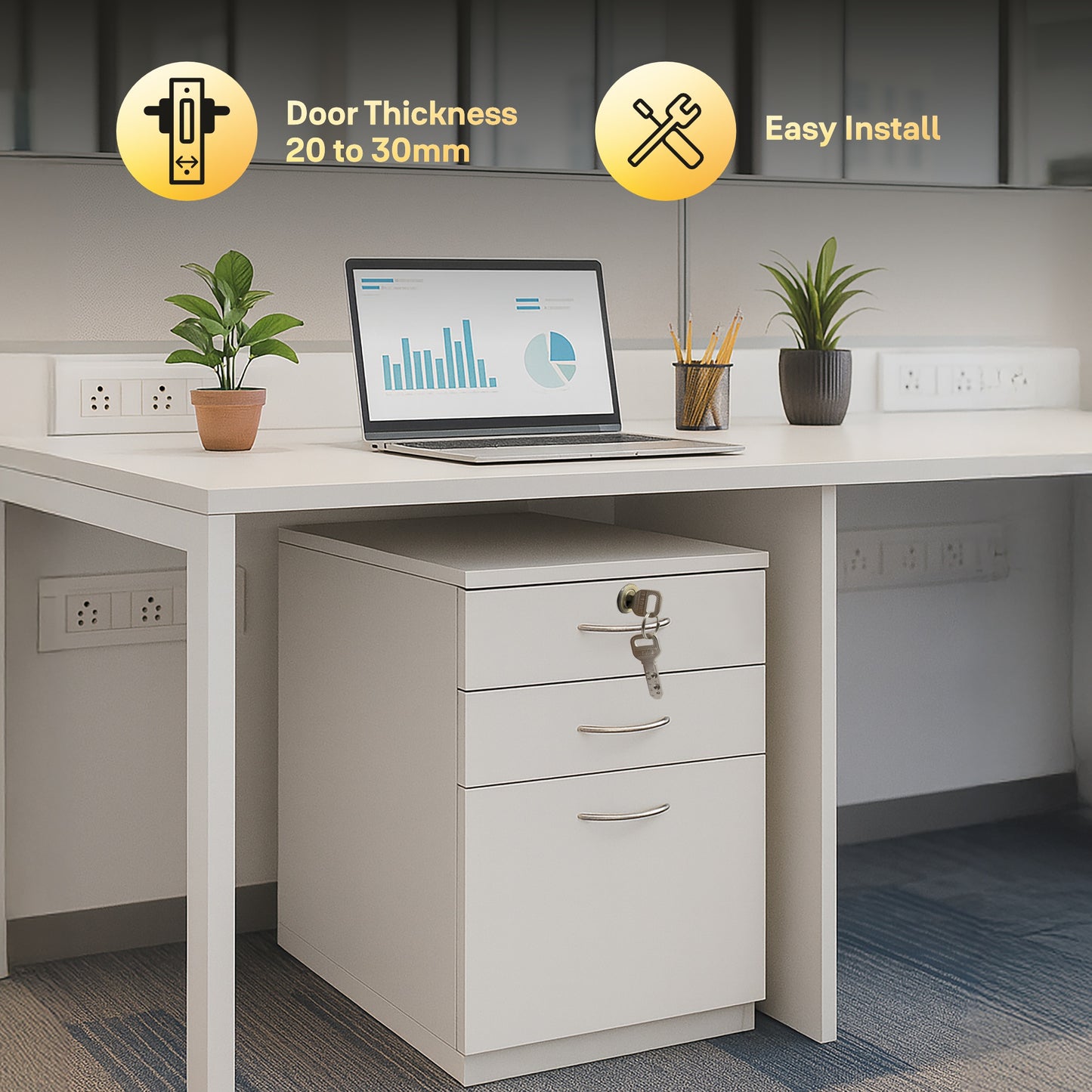 Yale Drawer Lock DRW Series 25mm | Stainless-steel Lock with Dimple Key | Reversible Keys | Deadbolt | Installed in Cupboards, Wardrobes & Wooden Furniture | Antique Brass Color