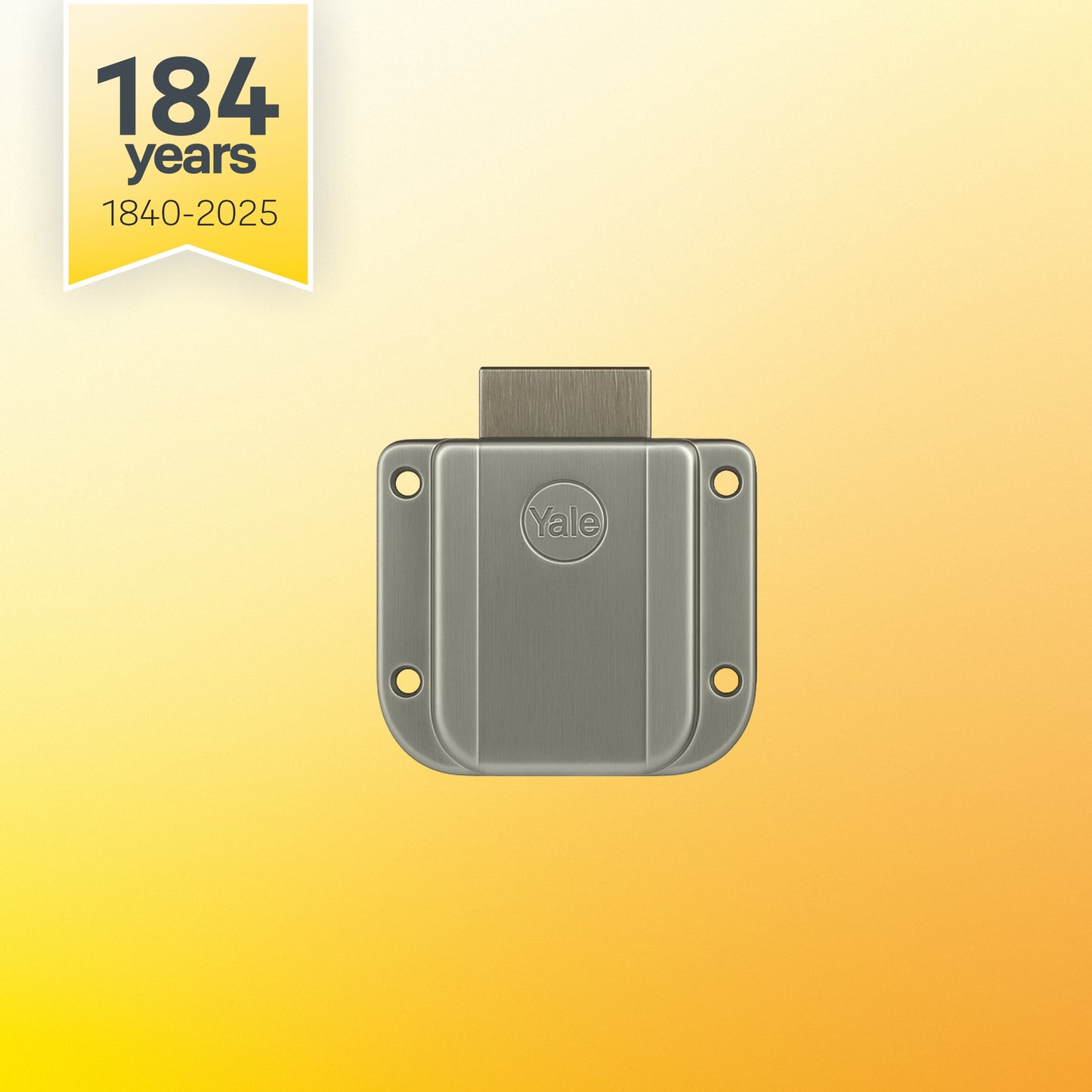 Yale Drawer Lock DRW Series 25mm | Stainless-steel Lock with Dimple Key | Reversible Keys | Nickel-plated bolt | Installed in Cupboards, Wardrobes & Wooden Furniture | Satin Steel Finish