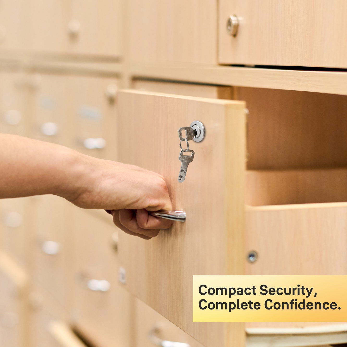 Yale Drawer Lock DRW Series 25mm | Stainless-steel Lock with Dimple Key | Reversible Keys | Nickel-plated bolt | Installed in Cupboards, Wardrobes & Wooden Furniture | Satin Steel Finish