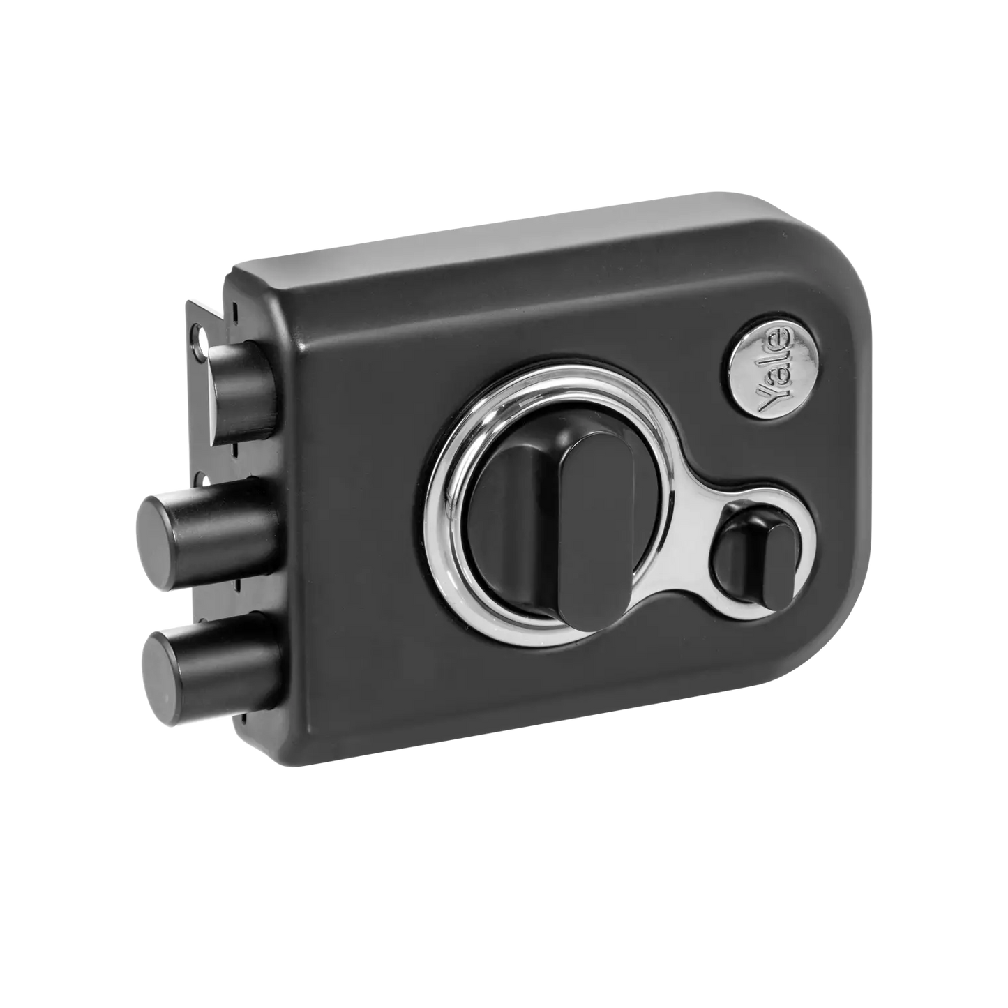 KRT-LB-TT-BM/BN Yale Katros Rimlock – Tribolt, 2 Deadbolts & 1 Latch Bolt, Thumbturn, 4 Dimple Keys (Black Matt and Black Nickel)