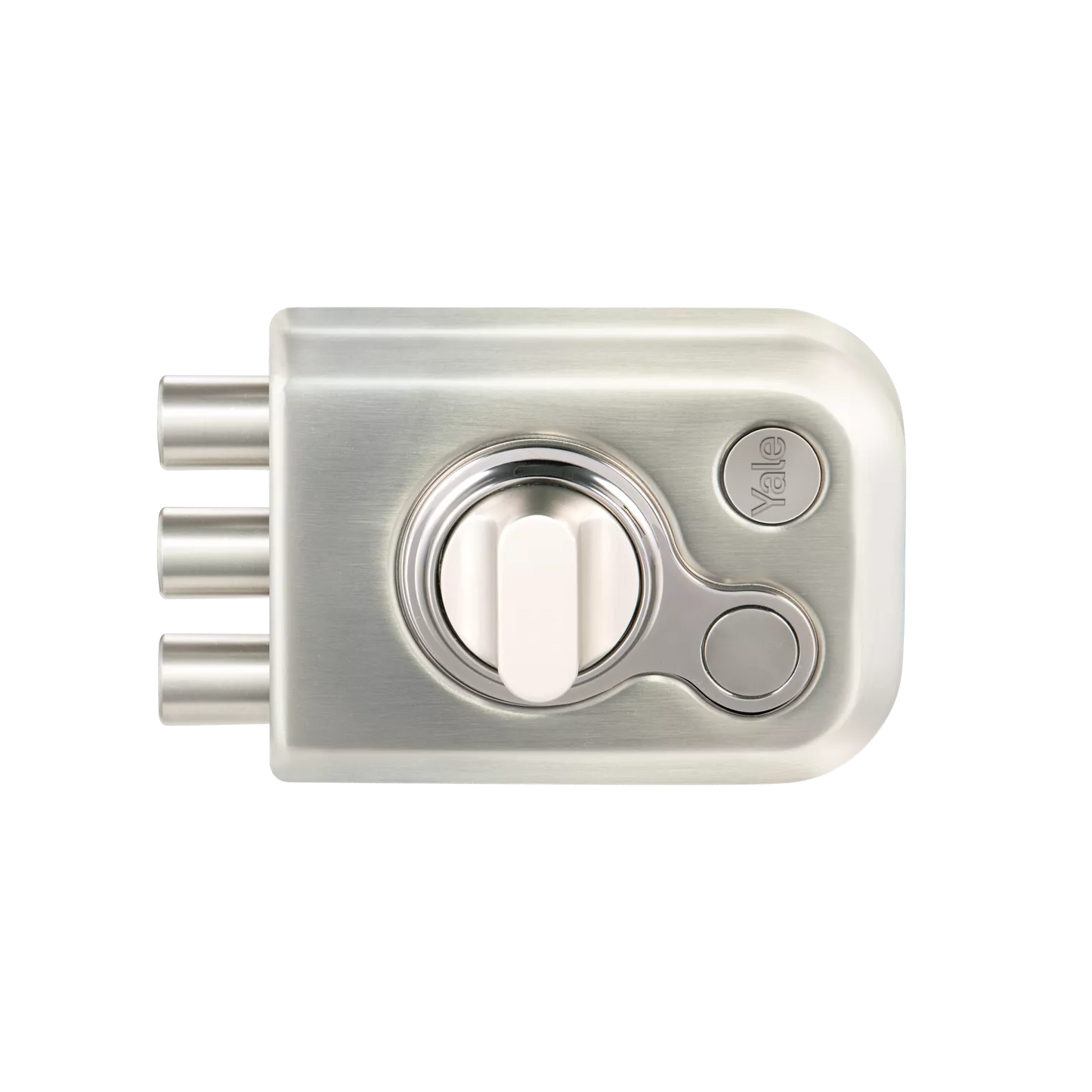 KRT-3B-TT-SSM/BN: Yale Katros Rimlock – Tribolt, 3 Deadbolts, Thumbturn, 4 Dimple Keys (Satin Steel Matt and Black Nickel)