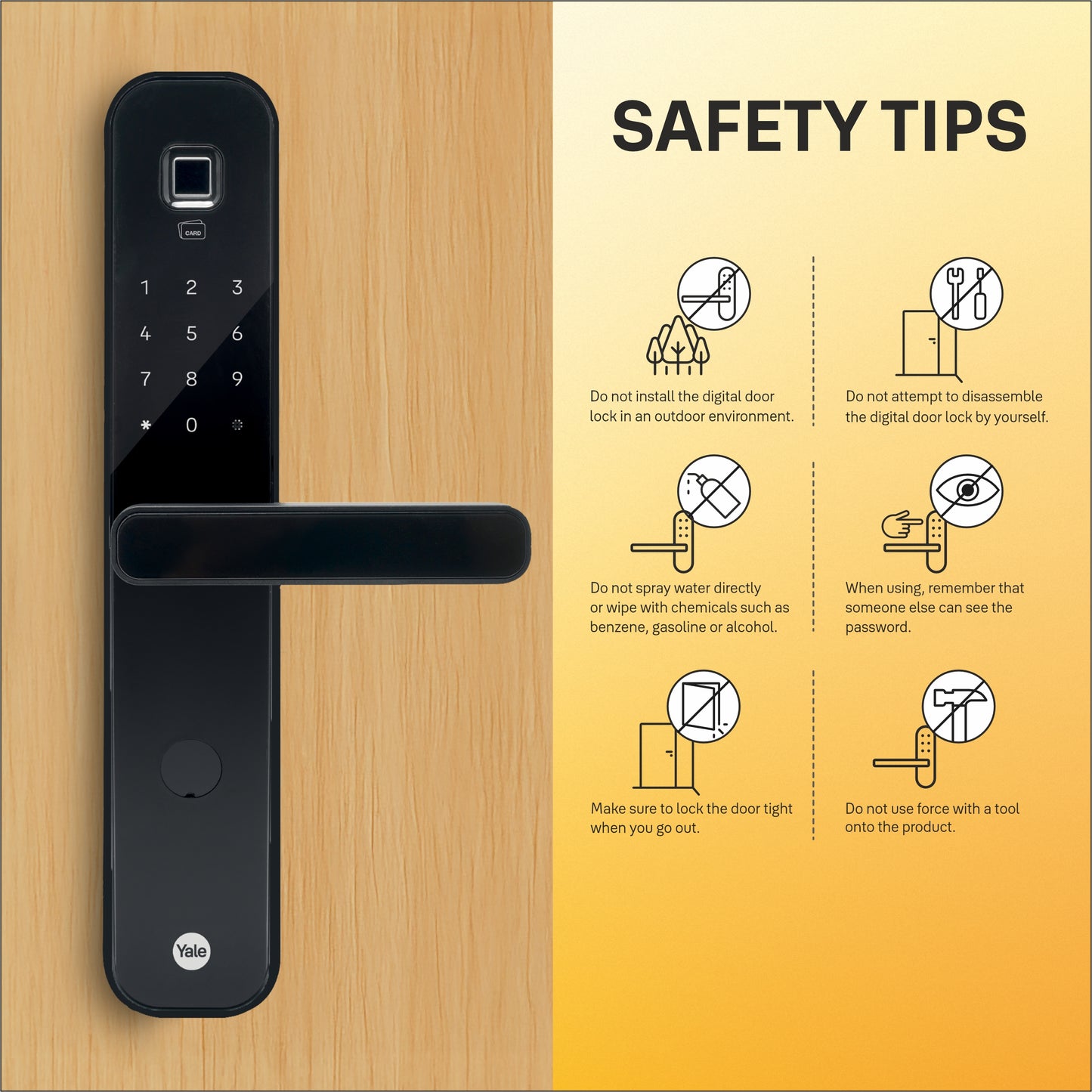 Yale YDM7220A Smart Lock with Fingerprint, PIN, RFID and Manual Key (Bluetooth Module and Wifi Bridge Included)