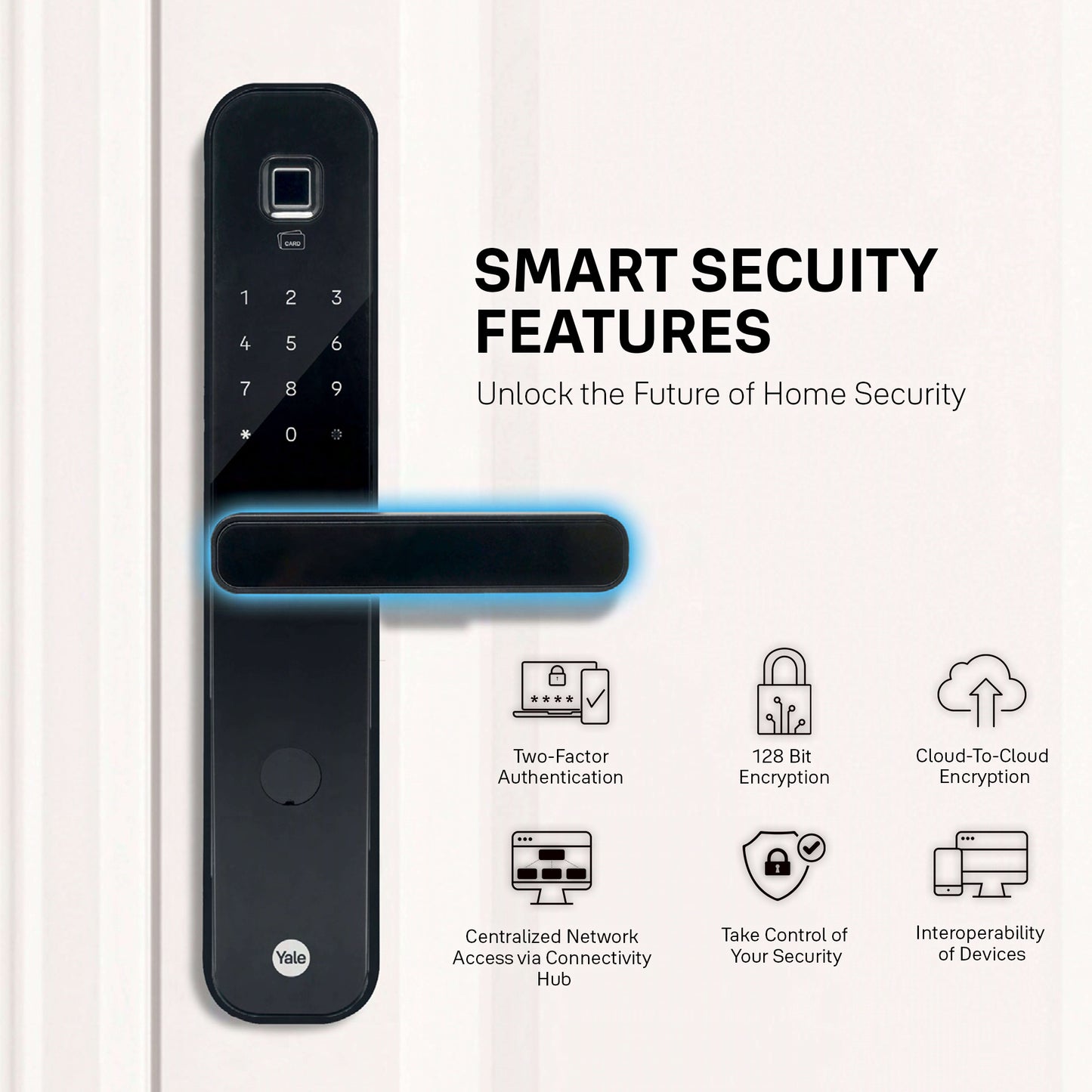 Yale YDM7220A Smart Lock with Fingerprint, PIN, RFID and Manual Key (Bluetooth Module and Wifi Bridge Included)