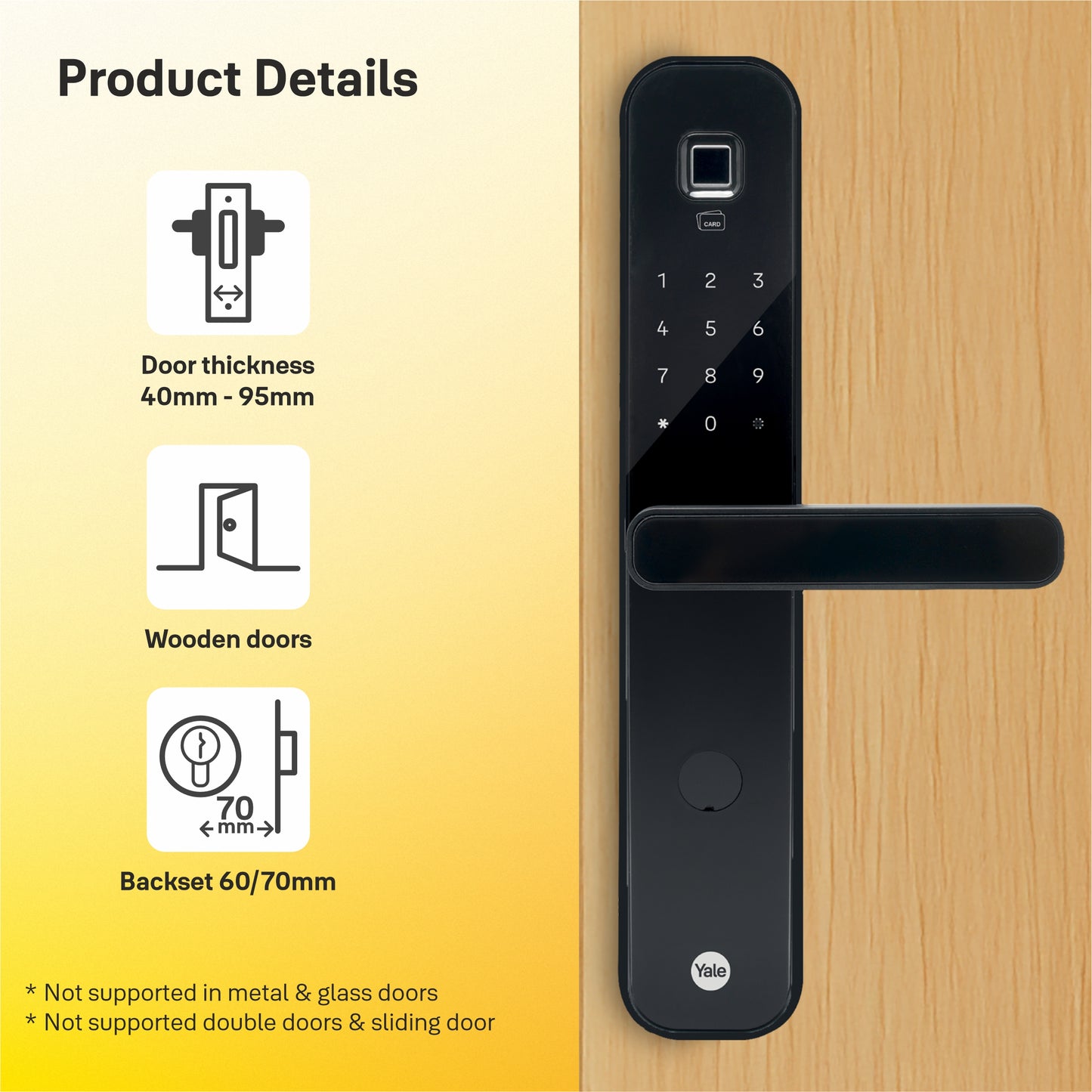 Yale YDM7220A Smart Lock with Fingerprint, PIN, RFID and Manual Key (Bluetooth Module and Wifi Bridge Included)