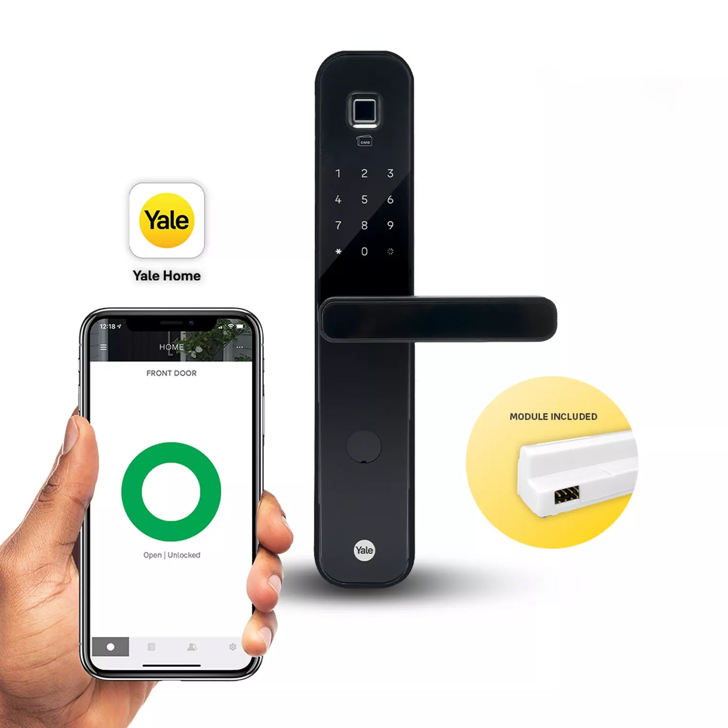 Yale YDM7220A Smart Lock with Fingerprint, PIN, RFID and Manual Key (Bluetooth Module and Wifi Bridge Included)