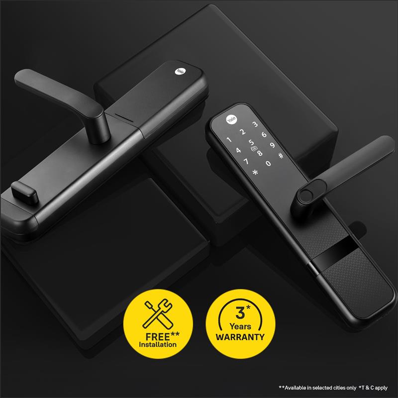 Yale Zuri Smart Lock (Black) with 5 way unlocking (Fingerprint, PIN, RFID, Manual Key) and Built-in Bluetooth (To Access through Home App) Included Connect Wifi Bridge