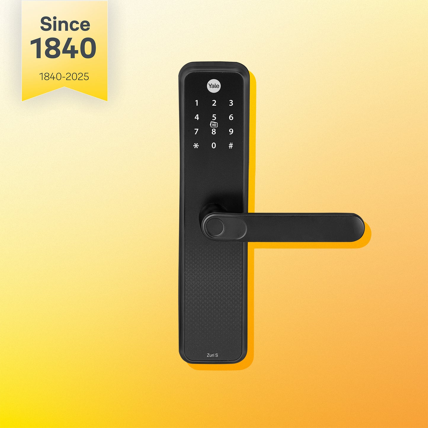 Yale Zuri S (Black) Smart Lock with 5 way unlocking (Fingerprint, PIN, RFID, Manual Key and Built-in Bluetooth to Access through Home App)
