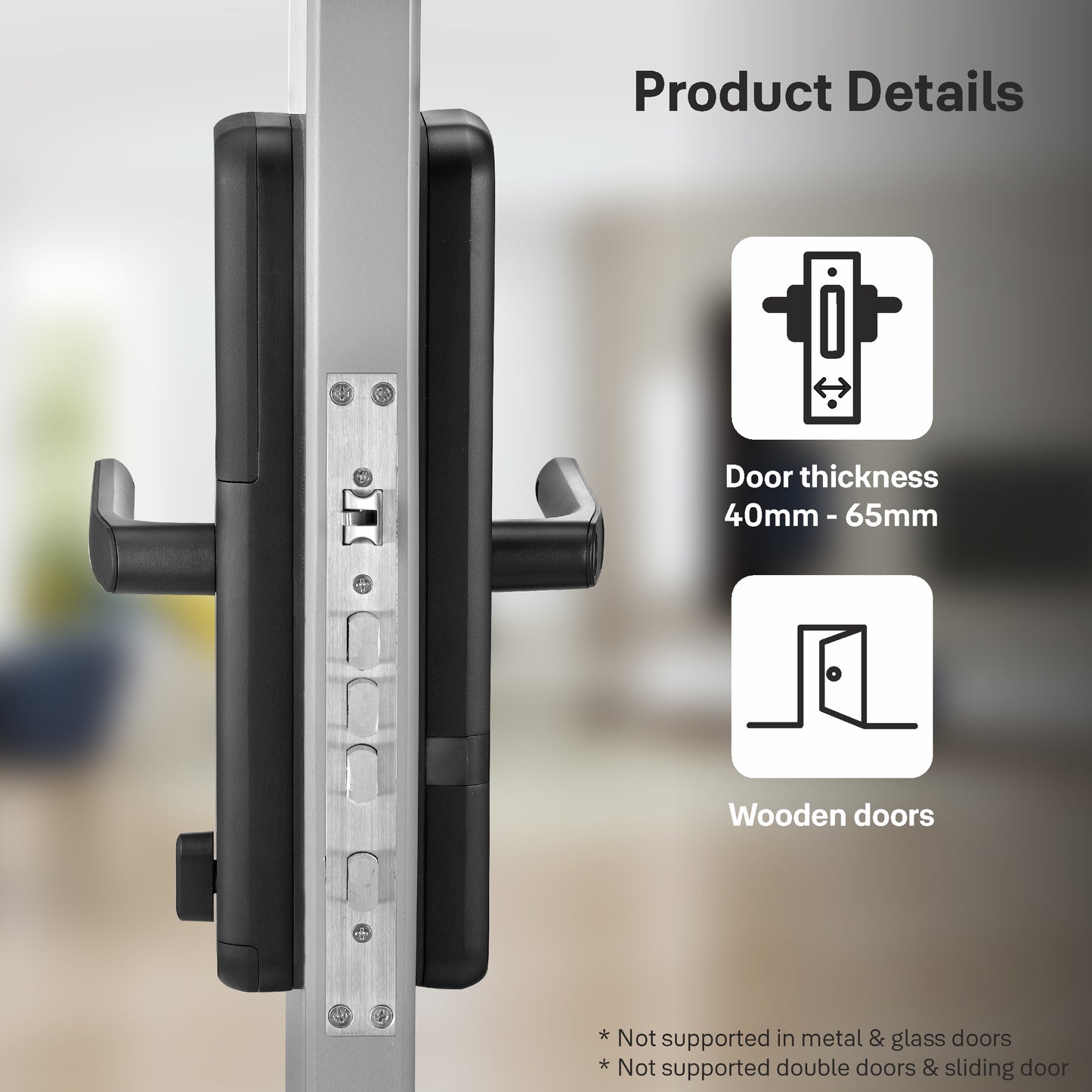 Yale Zuri Smart Lock (Black) with 5 way unlocking (Fingerprint, PIN, RFID, Manual Key) and Built-in Bluetooth (To Access through Home App)