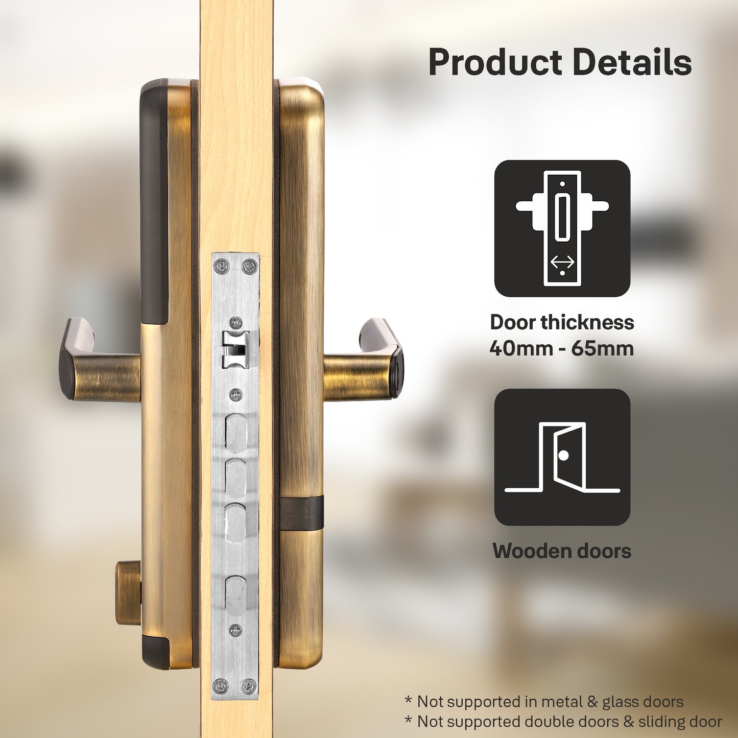 Yale Zuri Smart Lock (Antique Bronze) with 5 way unlocking (Fingerprint, PIN, RFID, Manual Key) and Built-in Bluetooth (To Access through Home App)