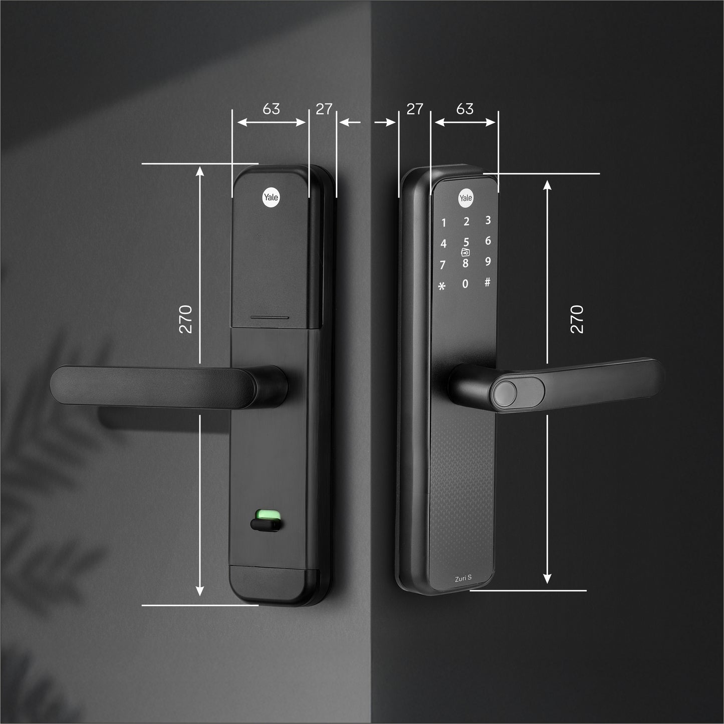 Yale Zuri S (Black) Smart Lock with 5 way unlocking (Fingerprint, PIN, RFID, Manual Key and Built-in Bluetooth to Access through Home App)