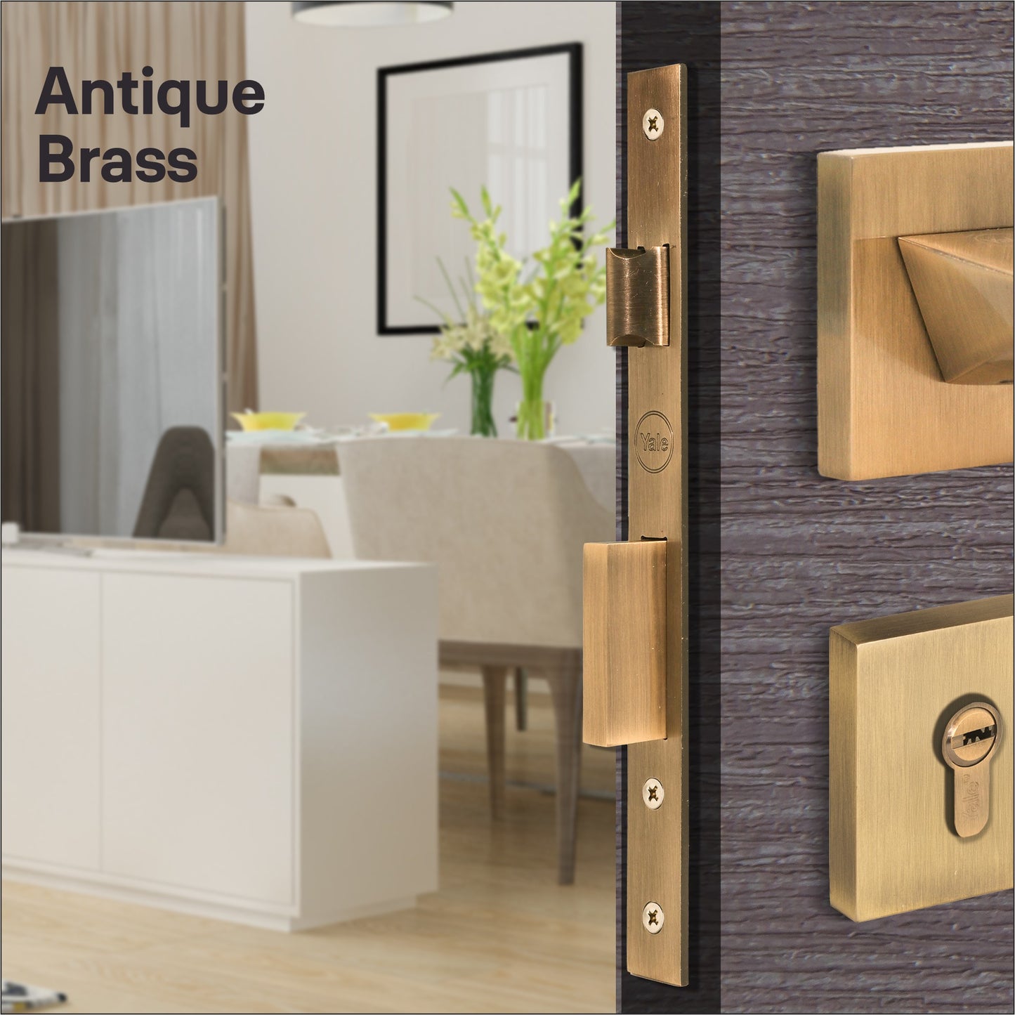 Yale Mortise lock body-85mm, 45mm Backset, Latch & Deadbolt (Brass)(AB)