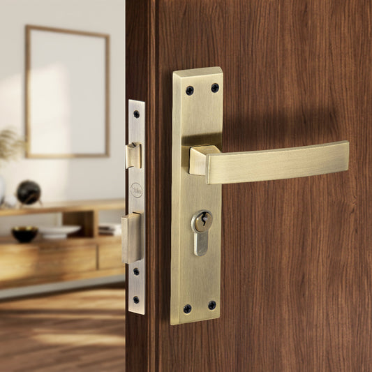 YEMC Mortise door handle and lockset in Antique Brass