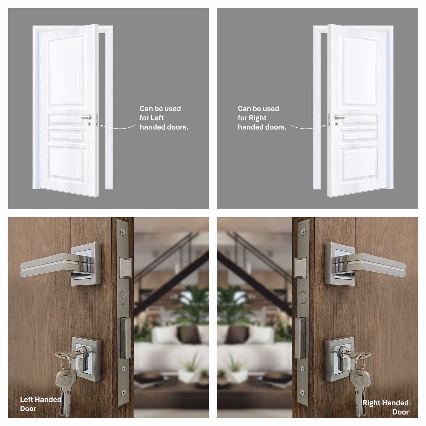 SM-02-01-01 Yale SM series Mortise Lock Comboset with Rose and Escutcheons, Cylinder with Knob inside and keys Outside, SS Finish