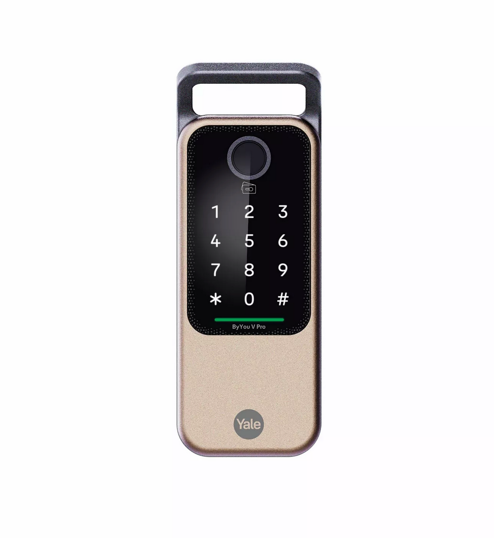 ByYou V Pro Smart Door Lock with 5 Way Unlocking Fingerprints, In-built Bluetooth, PIN Code, RFID Tag, Manual Key (Black/Gold)