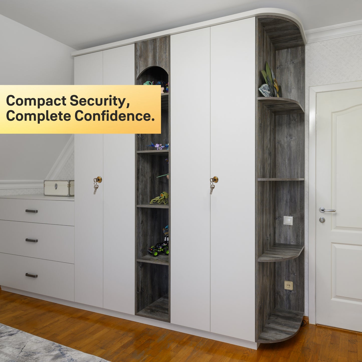 Yale Wardrobe Lock WRD Series 25mm | Stainless-steel Lock with Dimple Key | Reversible Keys | Deadbolt | Installed in Cupboards, Wardrobes & Wooden Furniture |  Rose Gold