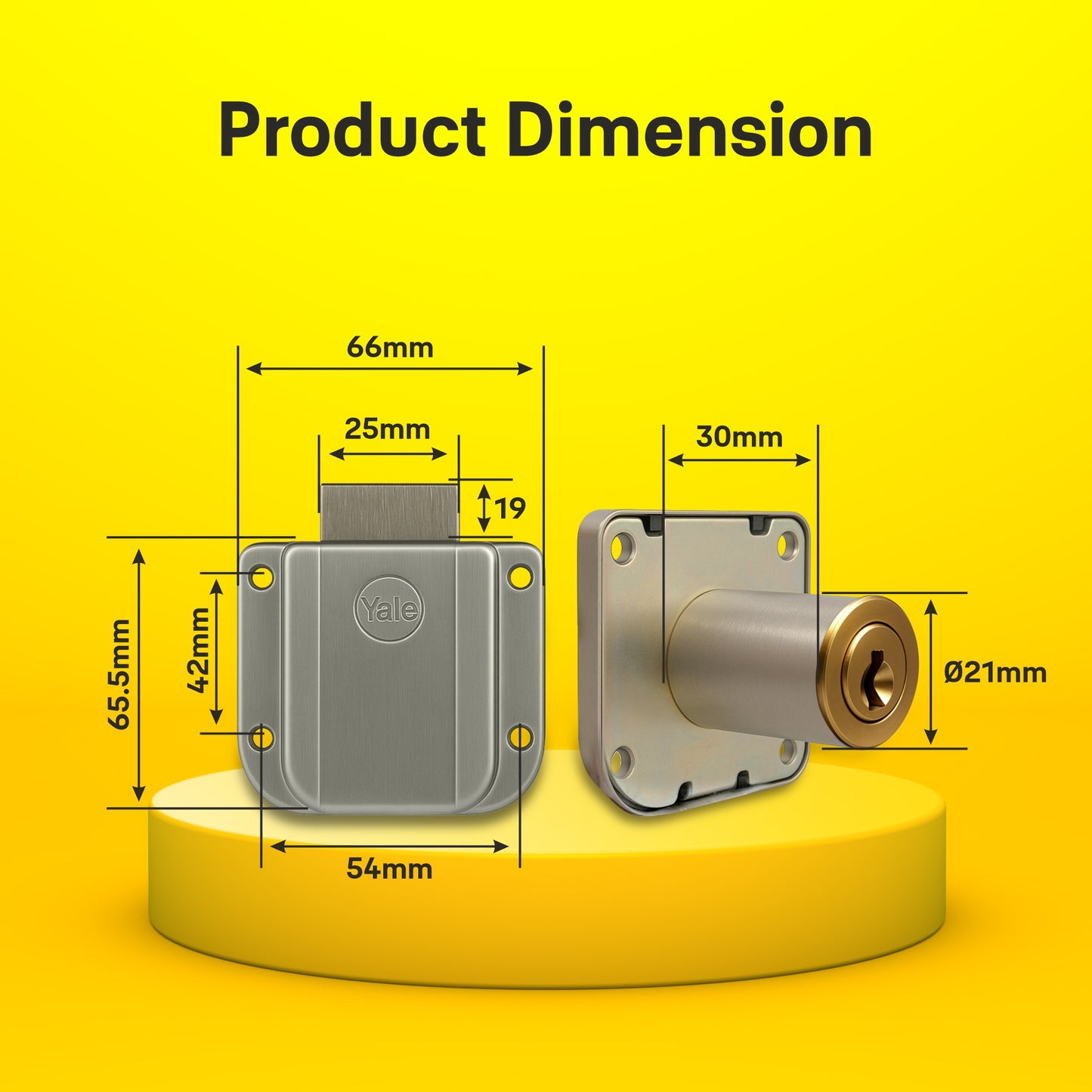 Yale Wardrobe Lock WRD Series 25mm | Stainless-steel Lock with Dimple Key | Reversible Keys | Deadbolt | Installed in Cupboards, Wardrobes & Wooden Furniture |  Rose Gold