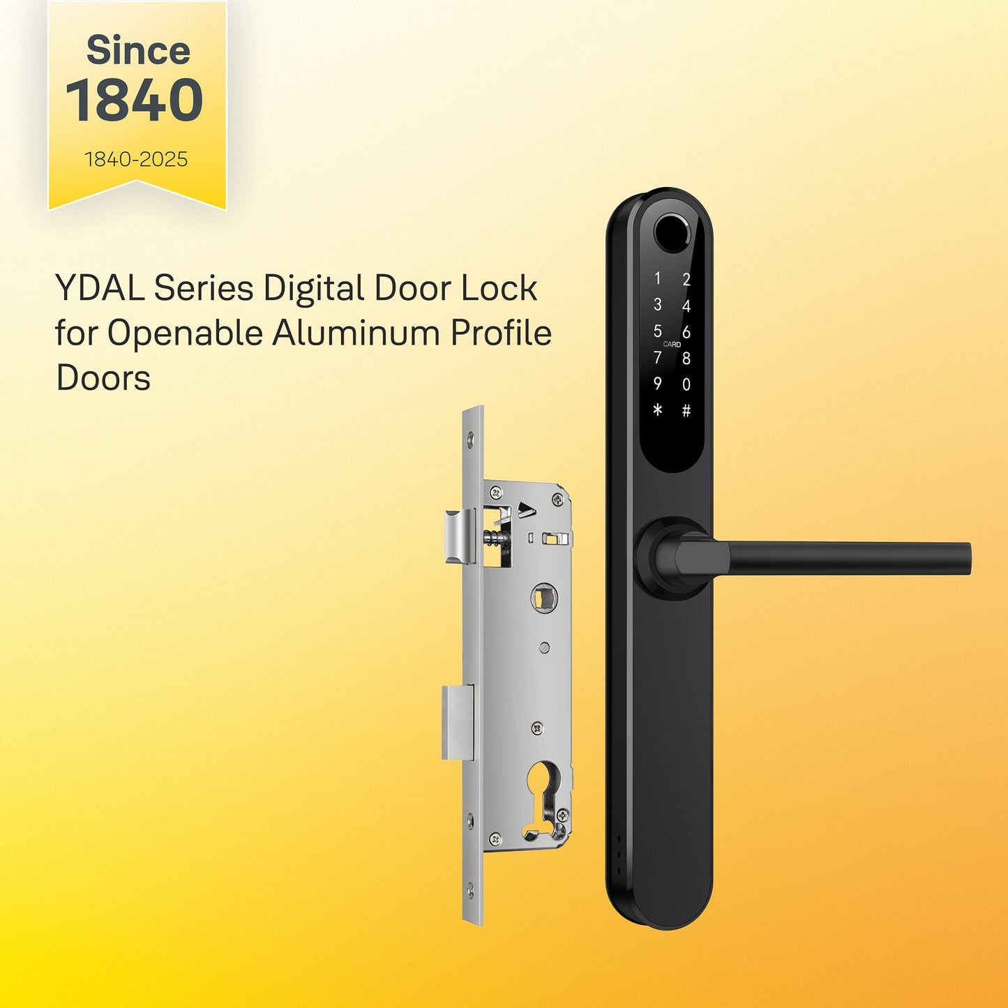 Yale YDAL-OD-BL Aluminium Profile Doors & Windows Lock Suitable for Opening Door (Black)