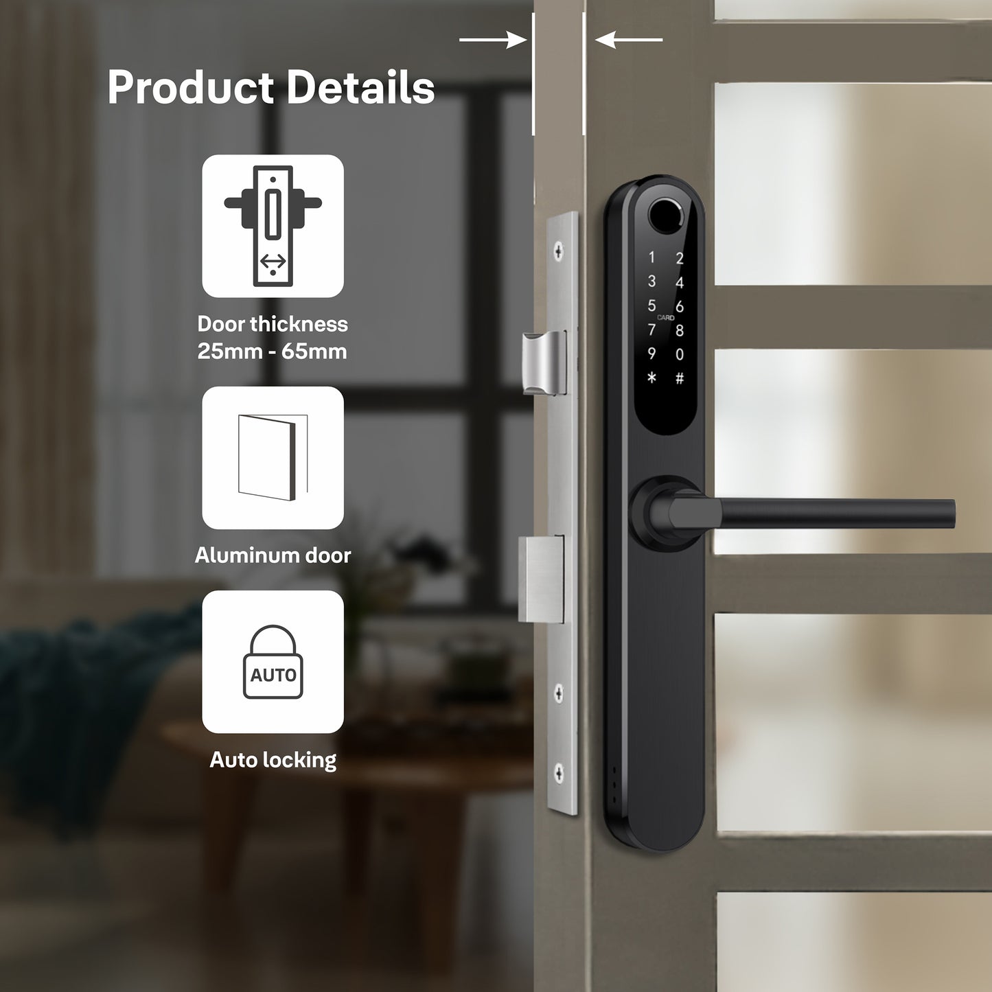 Yale YDAL-OD-BL Aluminium Profile Doors & Windows Lock Suitable for Opening Door (Black)