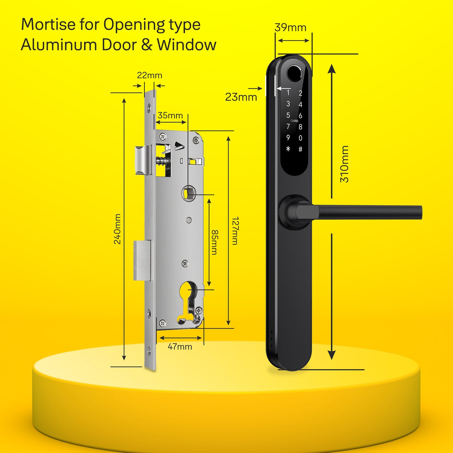 Yale YDAL-OD-BL Aluminium Profile Doors & Windows Lock Suitable for Opening Door (Black)