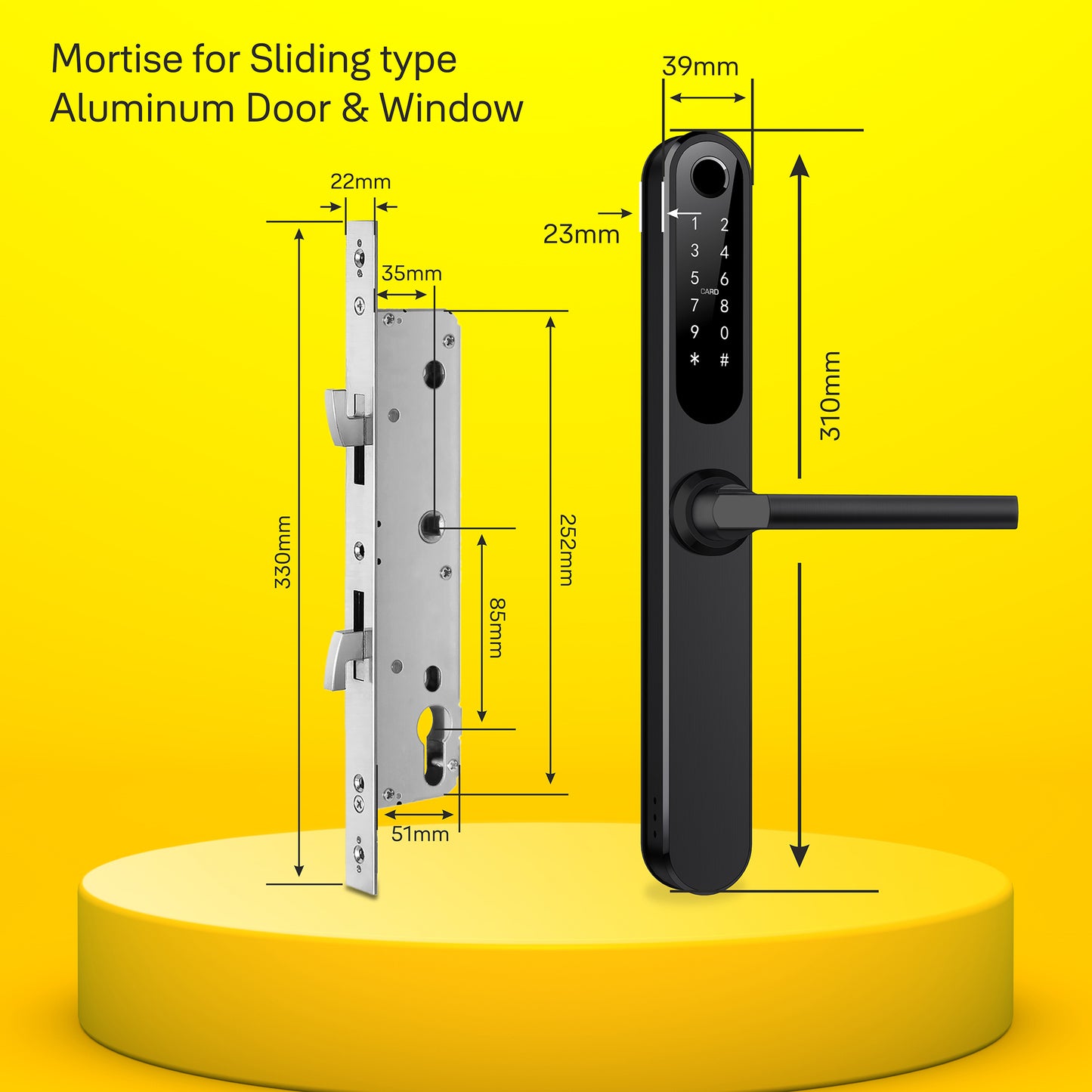 Yale YDAL-SD-BL Aluminium Profile Doors & Windows Lock Suitable for Sliding Door (Black)
