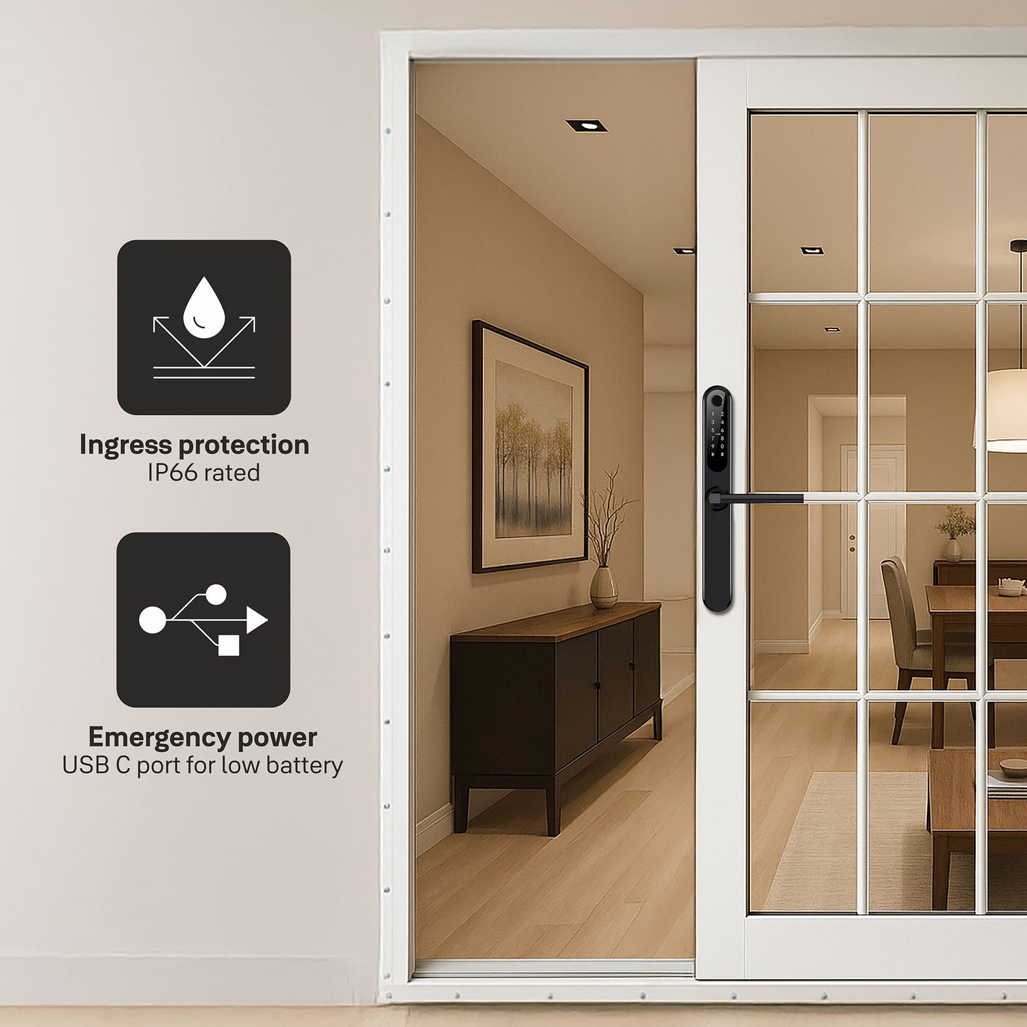 Yale YDAL-SD-BL Aluminium Profile Doors & Windows Lock Suitable for Sliding Door (Black)