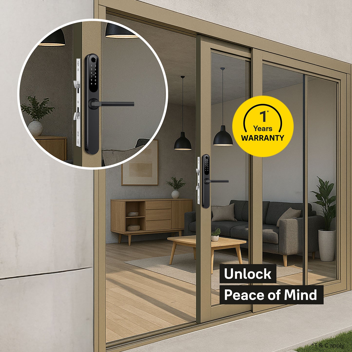 Yale YDAL-SD-BL Aluminium Profile Doors & Windows Lock Suitable for Sliding Door (Black)