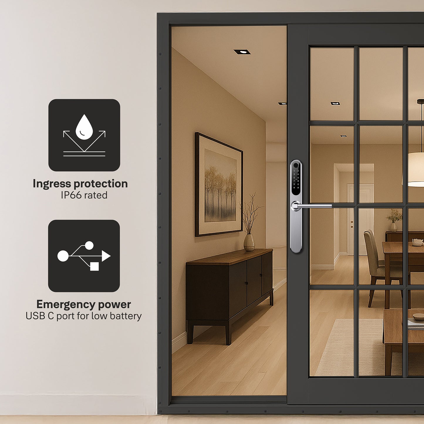 Yale YDAL-SD-SL Aluminium Profile Doors & Windows Lock Suitable for Sliding Door (Silver)