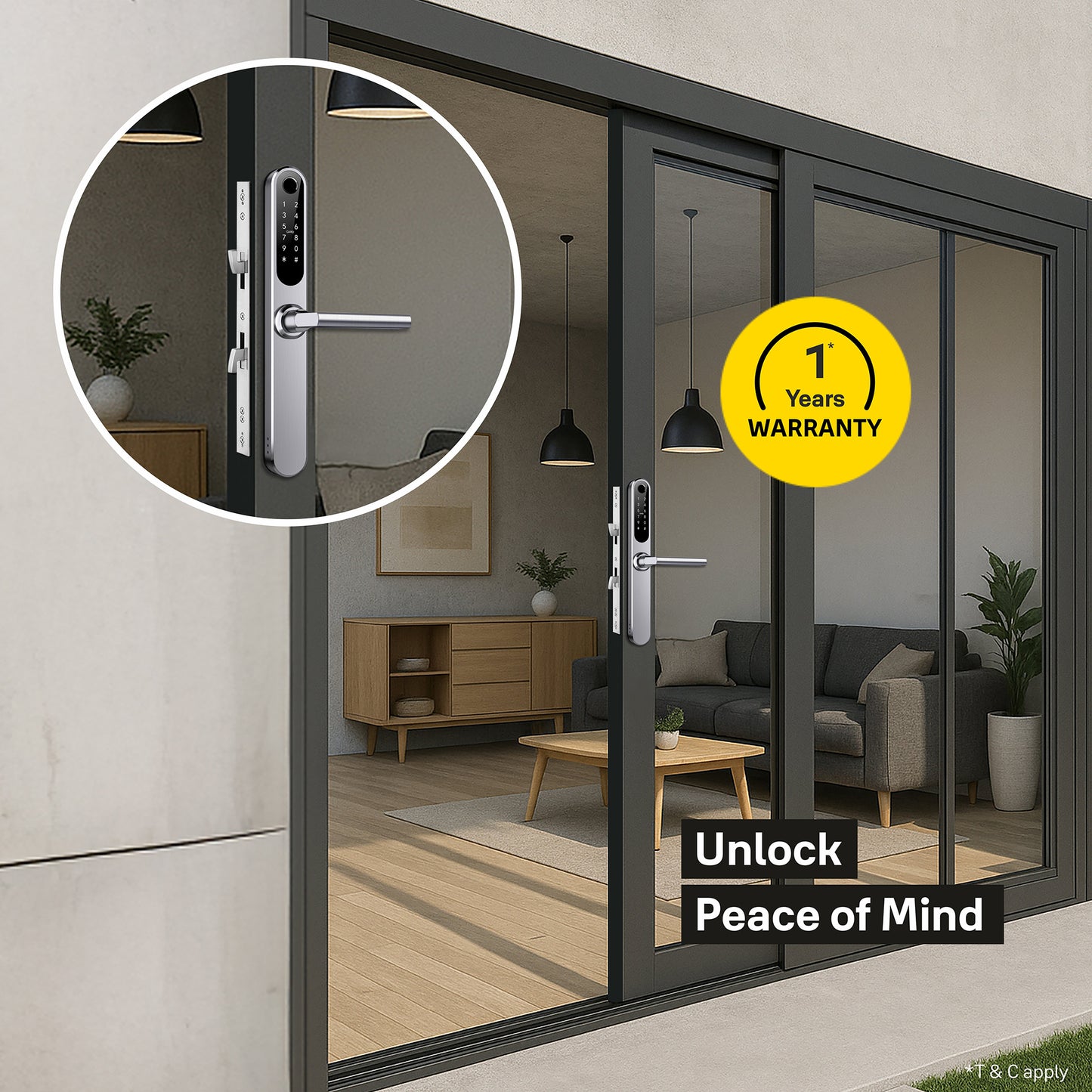 Yale YDAL-SD-SL Aluminium Profile Doors & Windows Lock Suitable for Sliding Door (Silver)