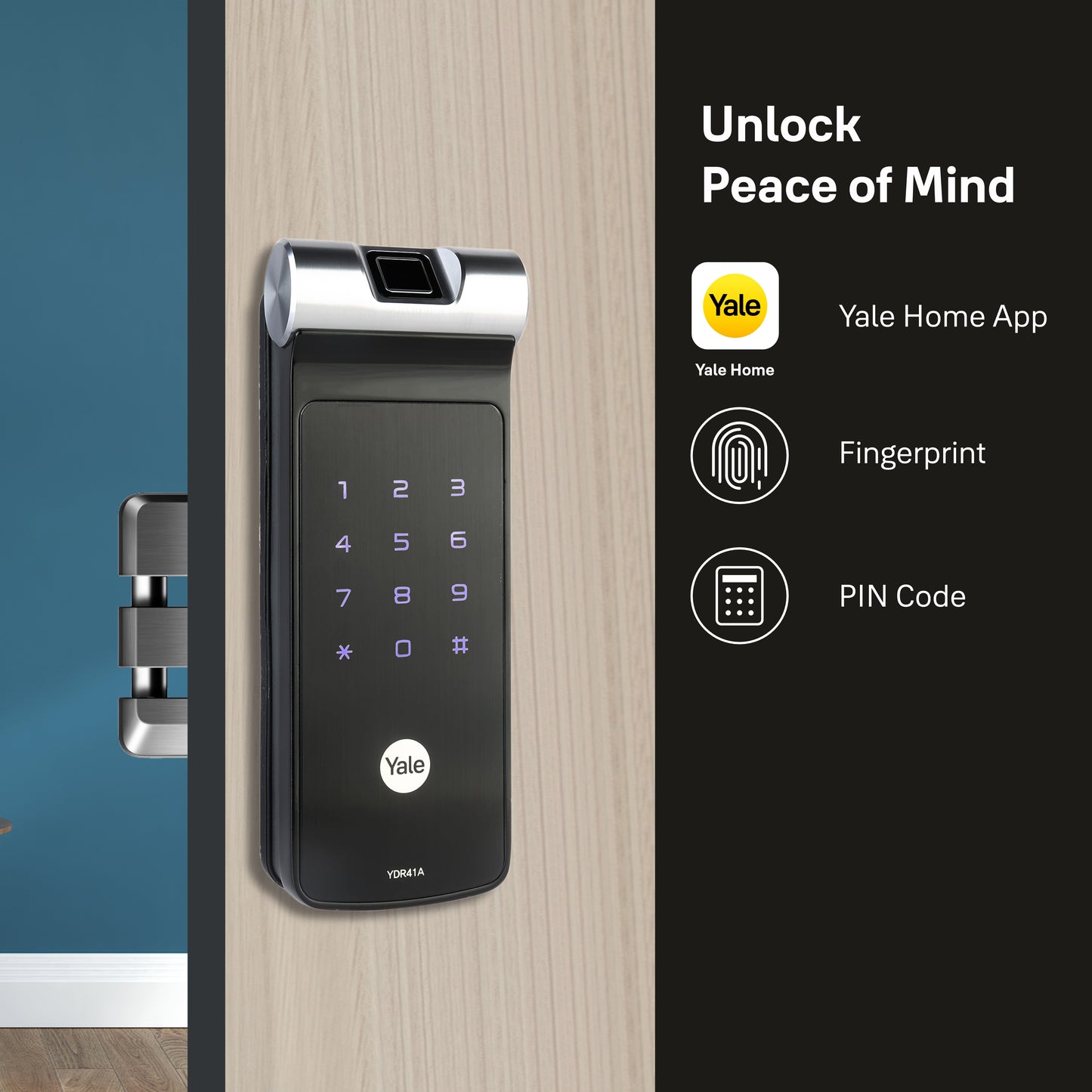 YDR 41A-  Biometric Smart Lock suitable for Double Door and Sliding Door, vertical locking