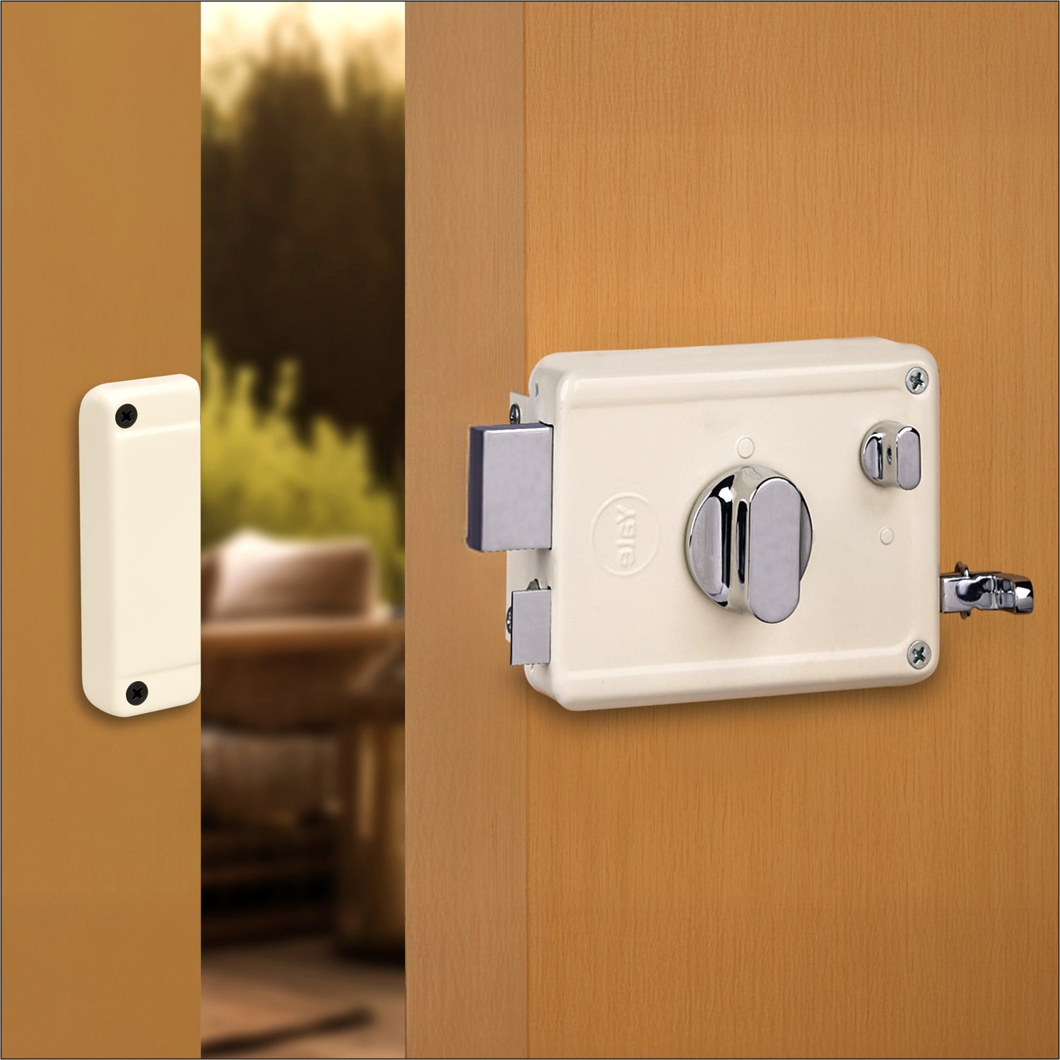 Yale Essential Night Latch RIM lock ivory color