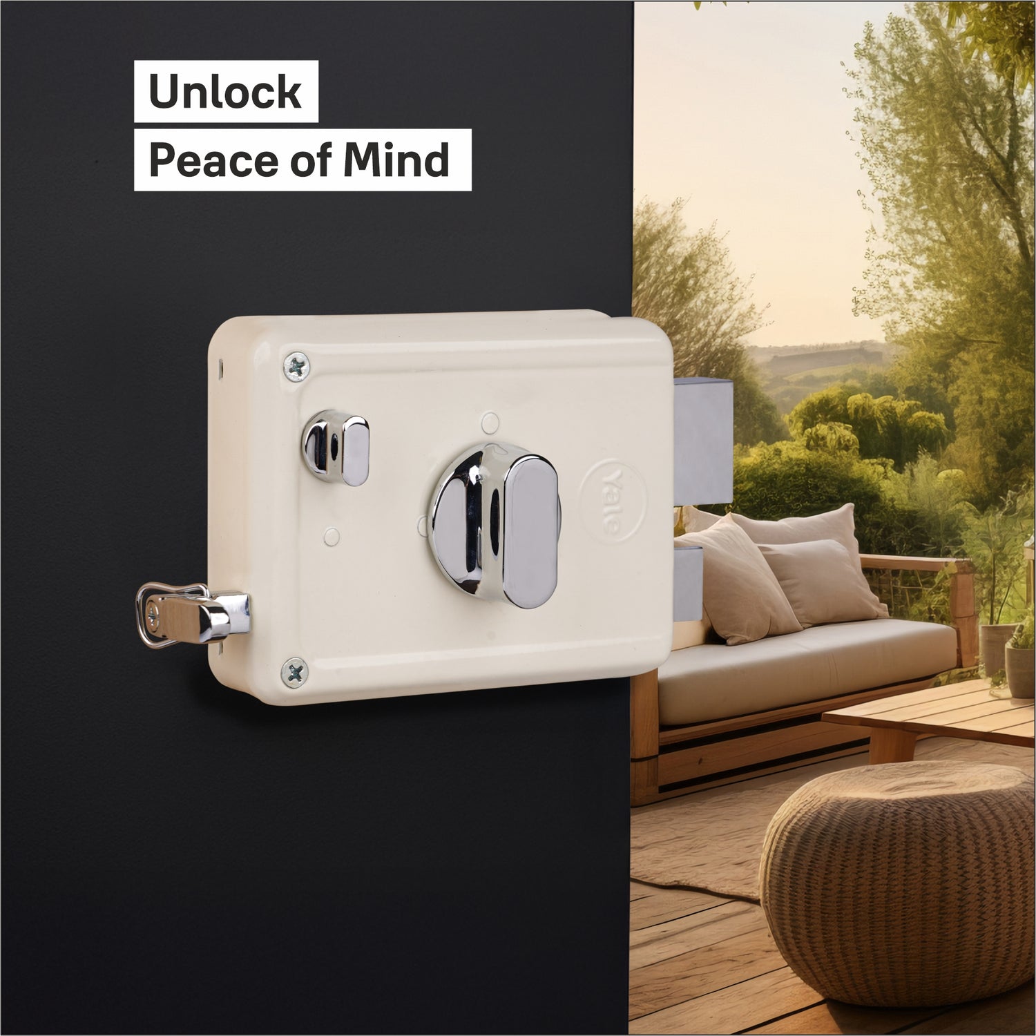 Yale Essential Night Latch RIM lock ivory color