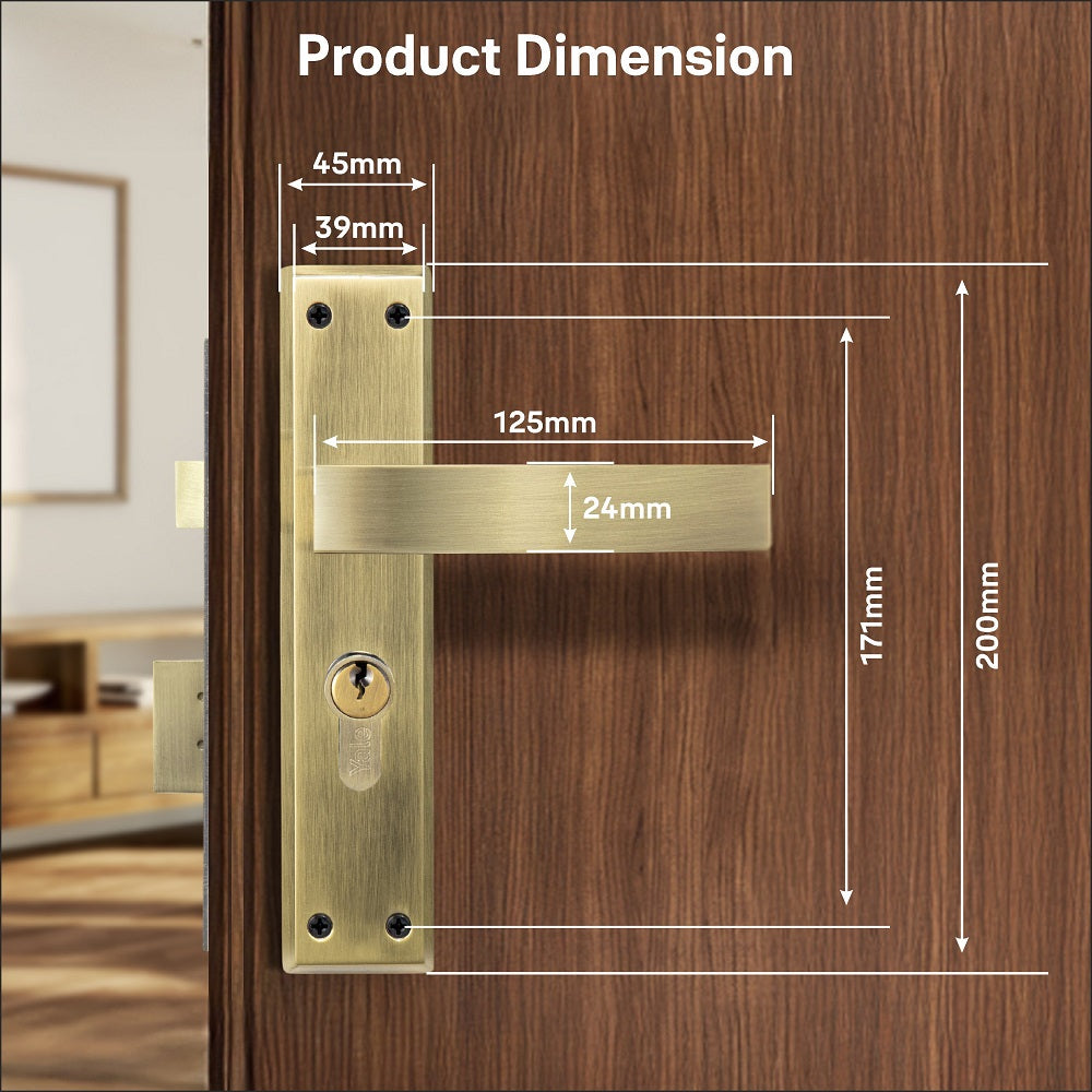 YECM Mortise Combo Door Handle and Lock Set