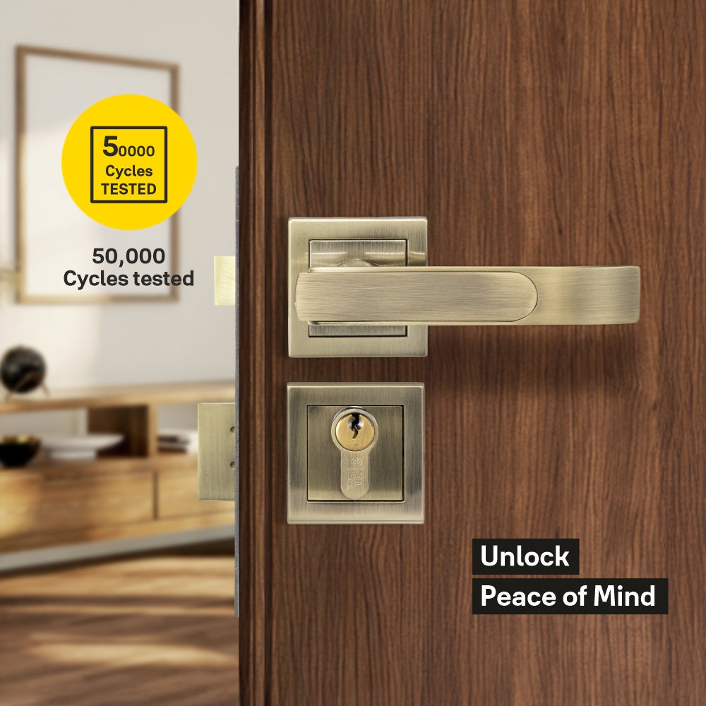 Yale YECM-603 mortise comboset with lock and handle in Black Matt