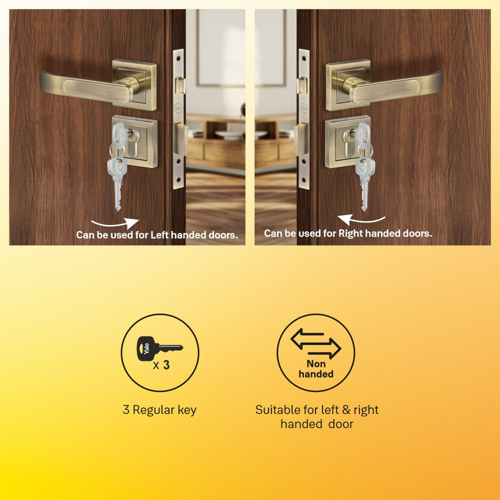 Yale YECM-603 mortise comboset with lock and handle in Black Matt