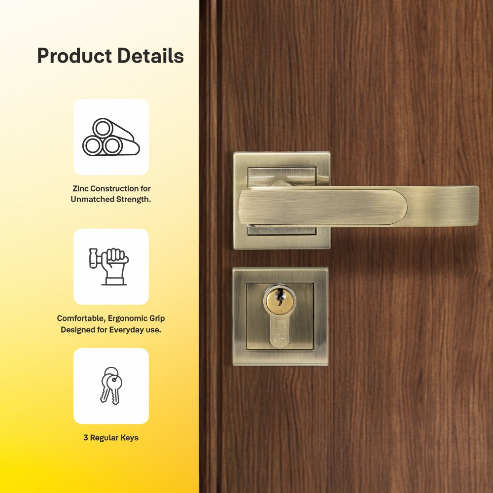 Yale YECM-603 mortise comboset with lock and handle in Black Matt
