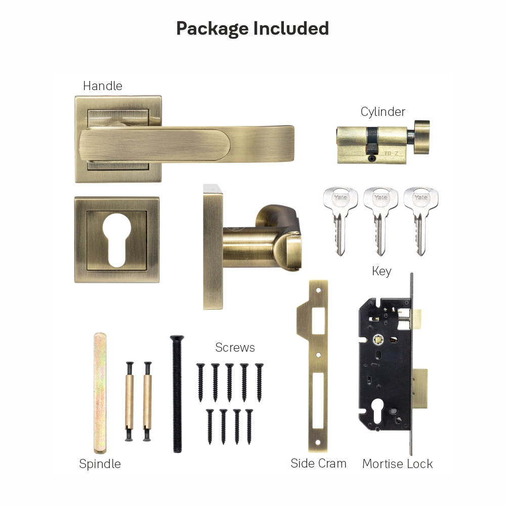 Yale YECM-603 mortise comboset with lock and handle in Black Matt